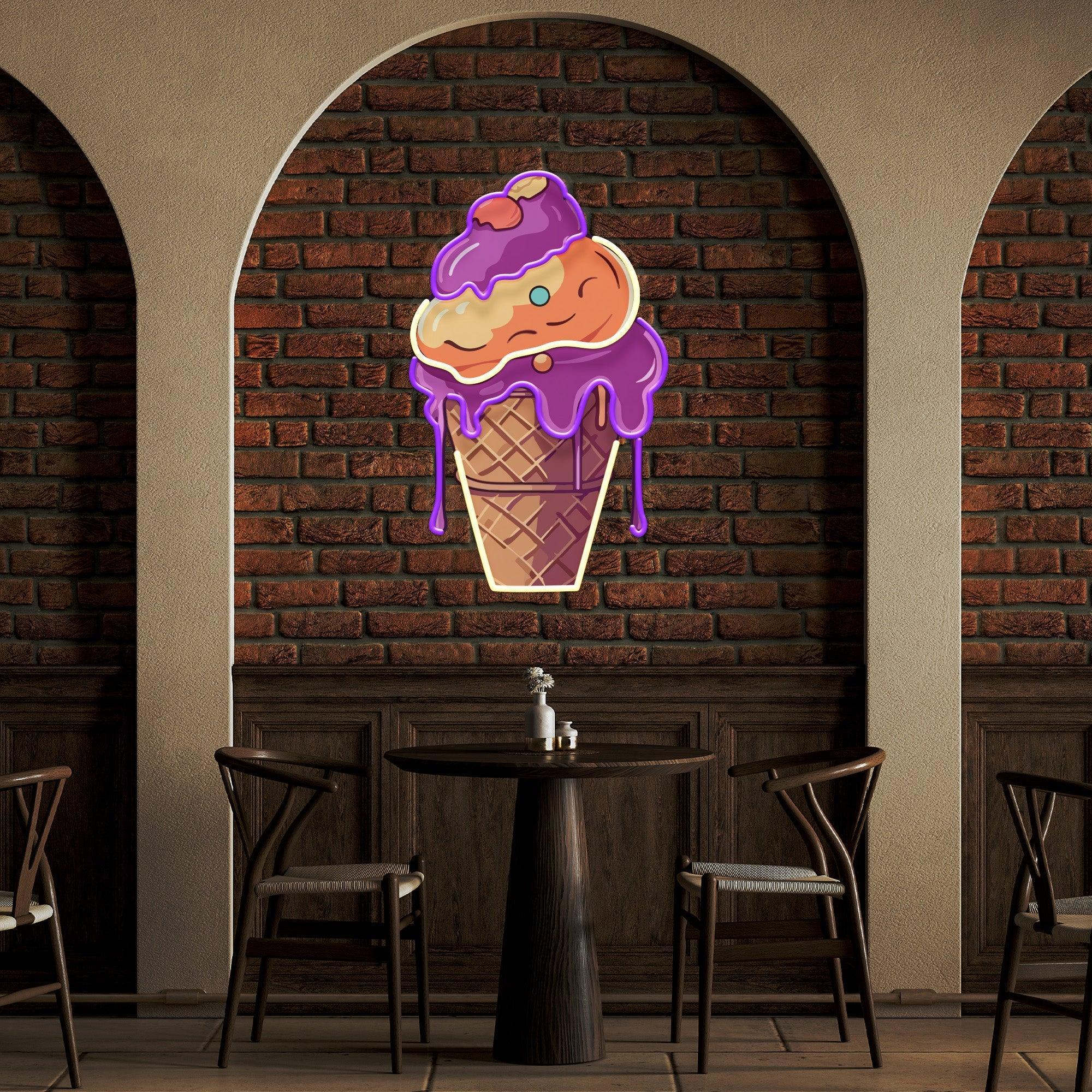 Icecream Cones Cartoon Artwork Led Neon Sign Light - Neonbir