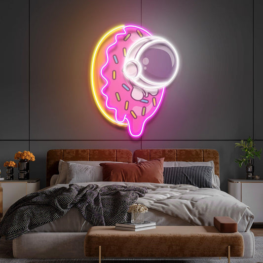 Donut Astronaut Art work Led Neon Sign Light - Neonbir