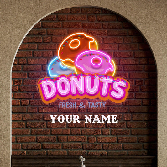 Custom Name Fast Food Restaurant With Donut Led Neon Sign Light - Neonbir