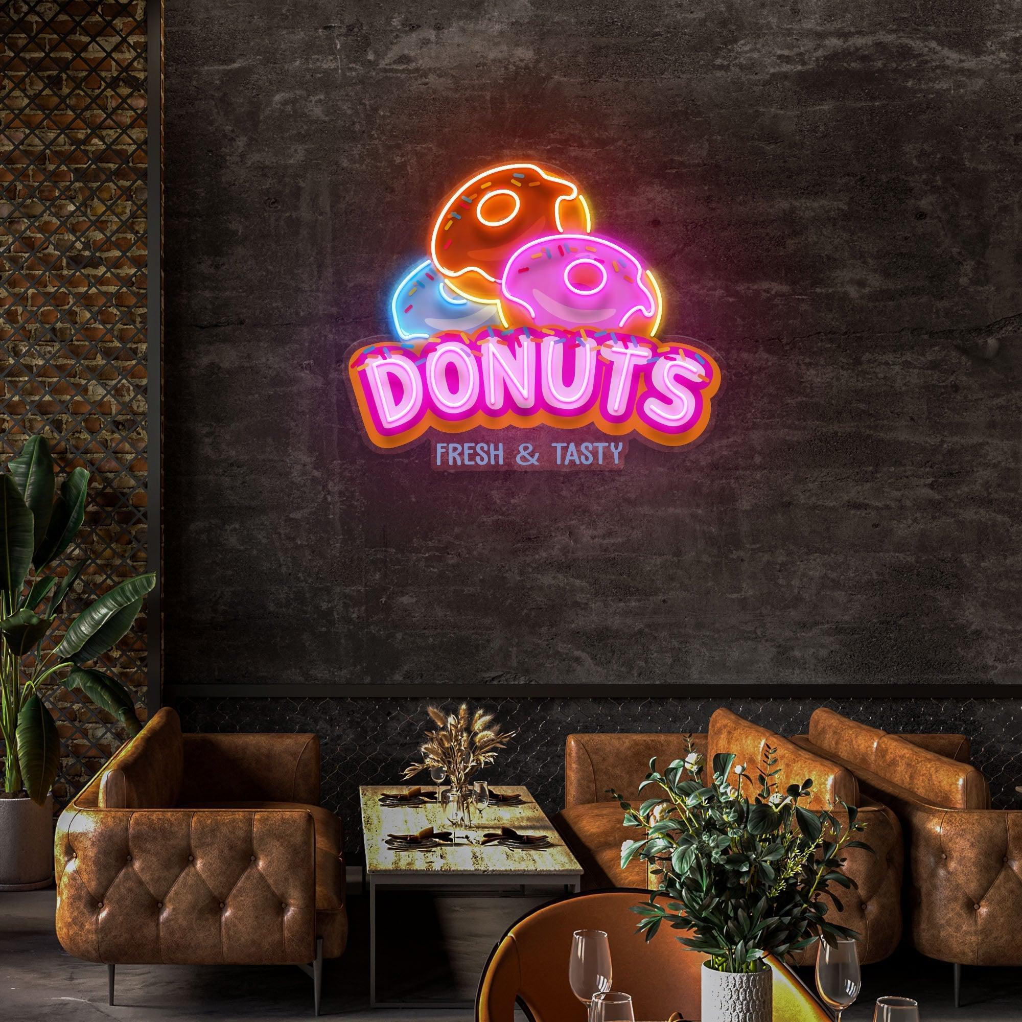 Custom Name Fast Food Restaurant With Donut Led Neon Sign Light - Neonbir