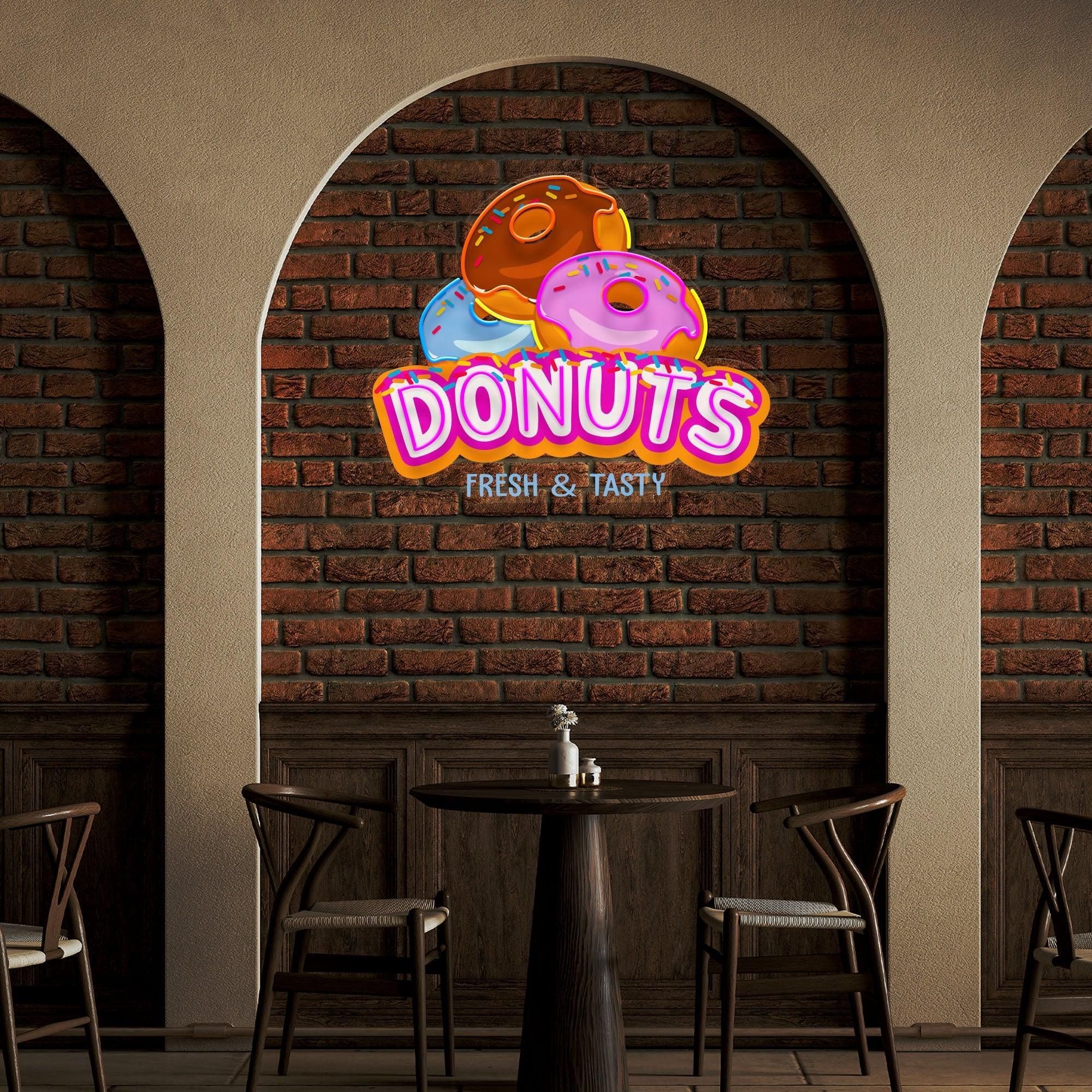 Custom Name Fast Food Restaurant With Donut Led Neon Sign Light - Neonbir