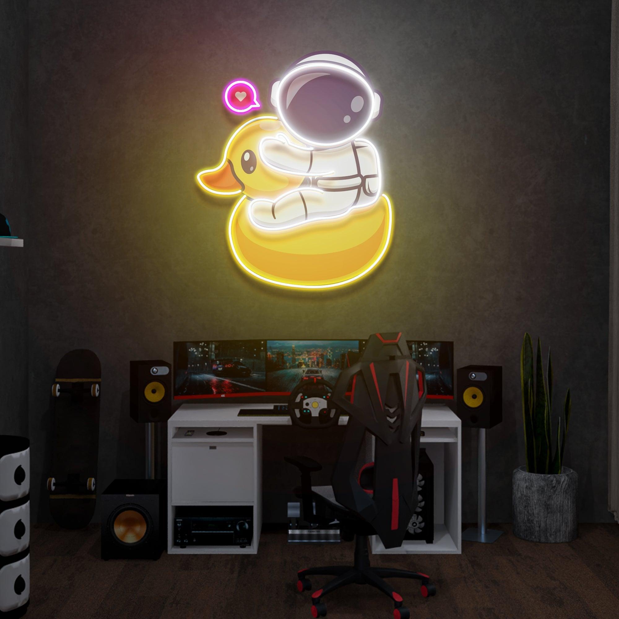 Duck Astronaut Art work Led Neon Sign Light - Neonbir