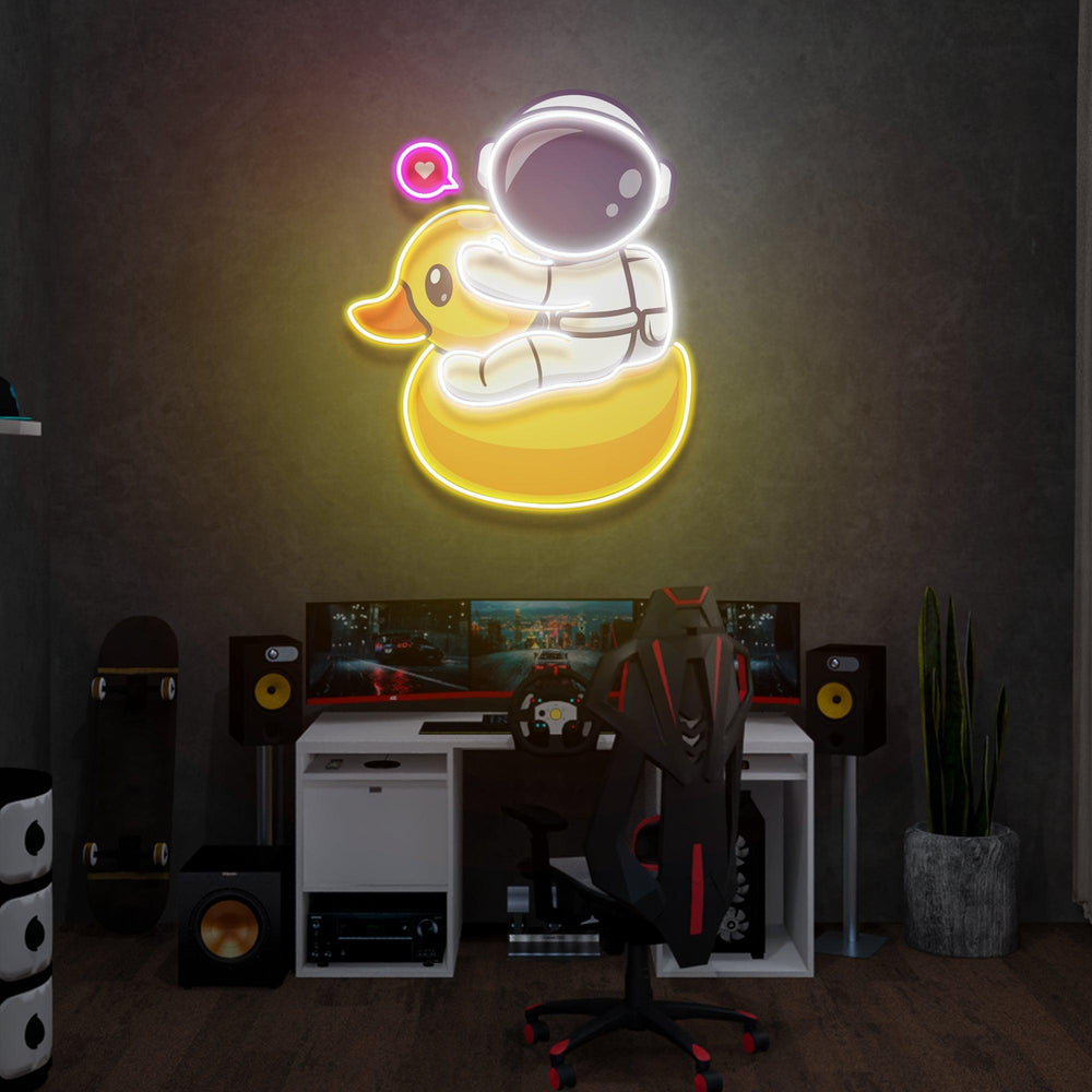 Duck Astronaut Art work Led Neon Sign Light - Neonbir