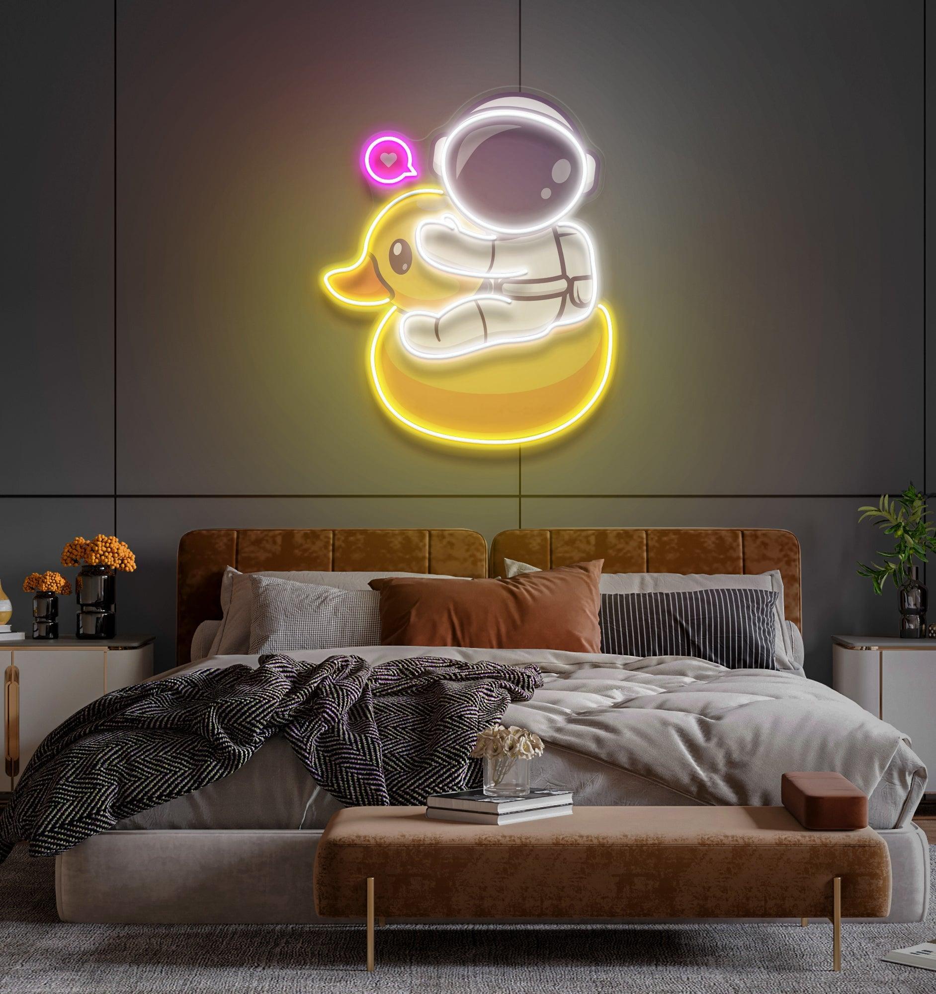 Duck Astronaut Art work Led Neon Sign Light - Neonbir