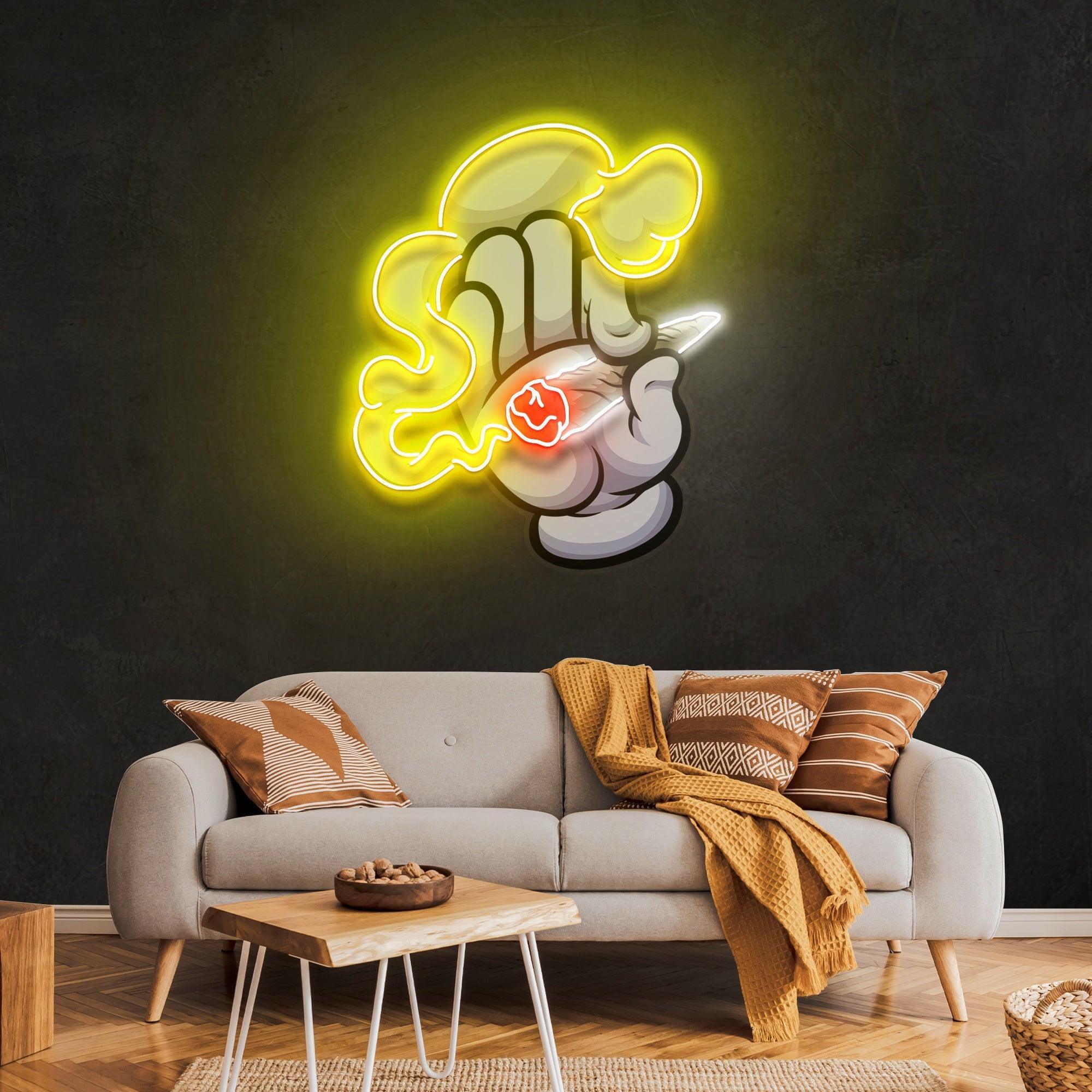 Hand Smoke Artwork Led Neon Sign Light - Neonbir