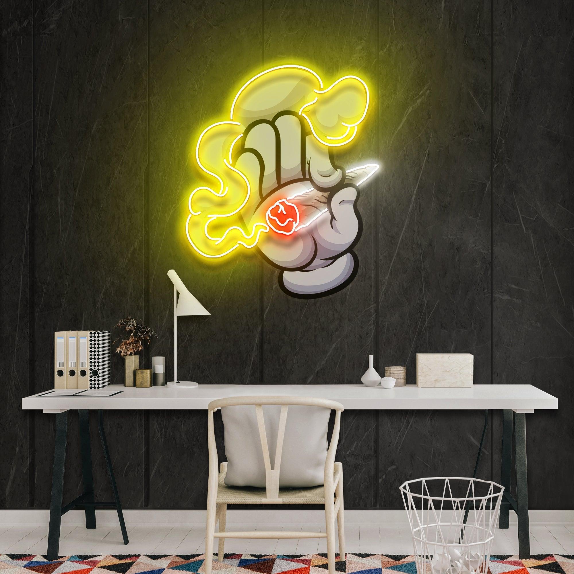 Hand Smoke Artwork Led Neon Sign Light - Neonbir