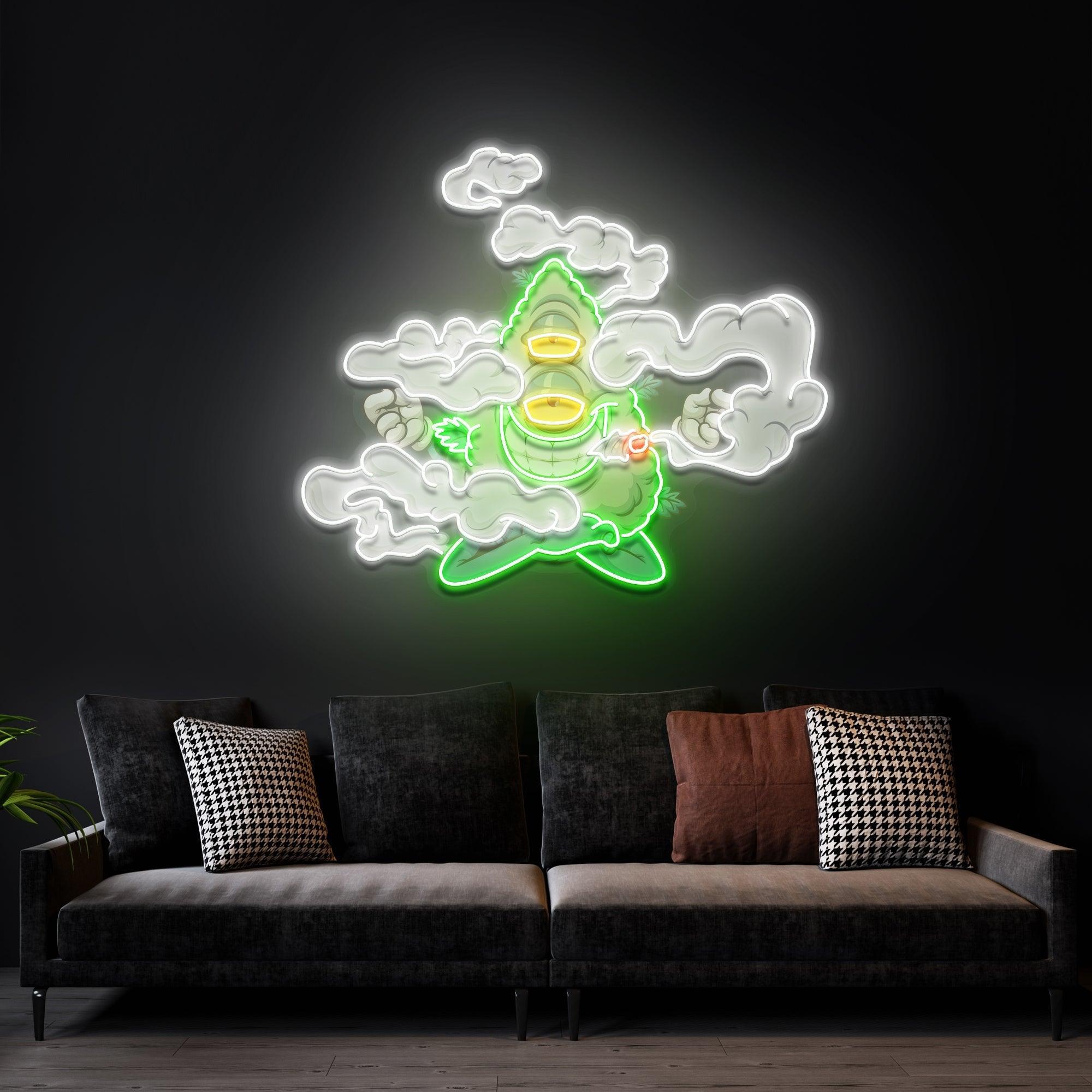 Marijuana Bud Cartoon Artwork Led Neon Sign Light - Neonbir