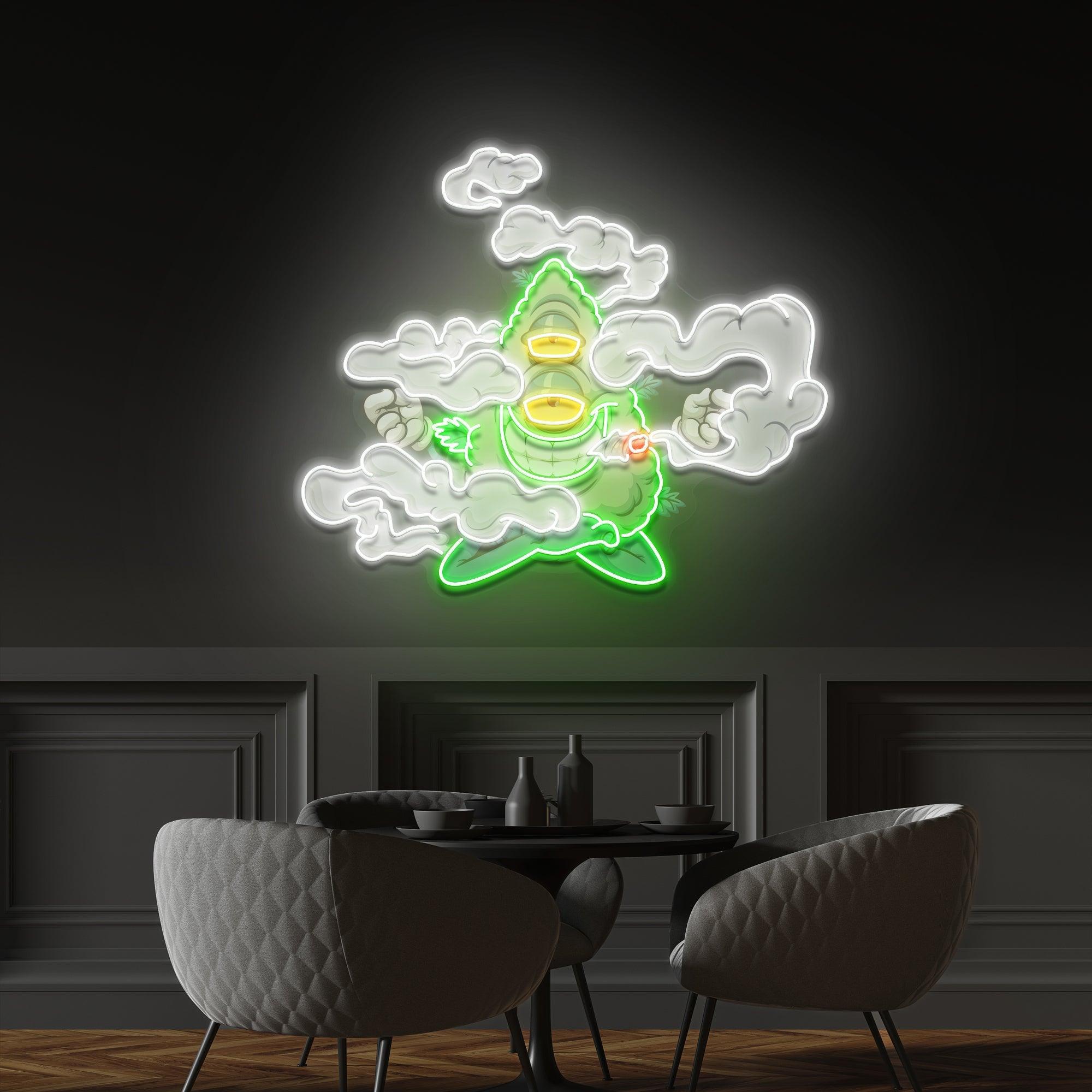 Marijuana Bud Cartoon Artwork Led Neon Sign Light - Neonbir