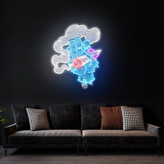 Smoking Zombie Hand Cartoon Artwork Led Neon Sign Light - Neonbir