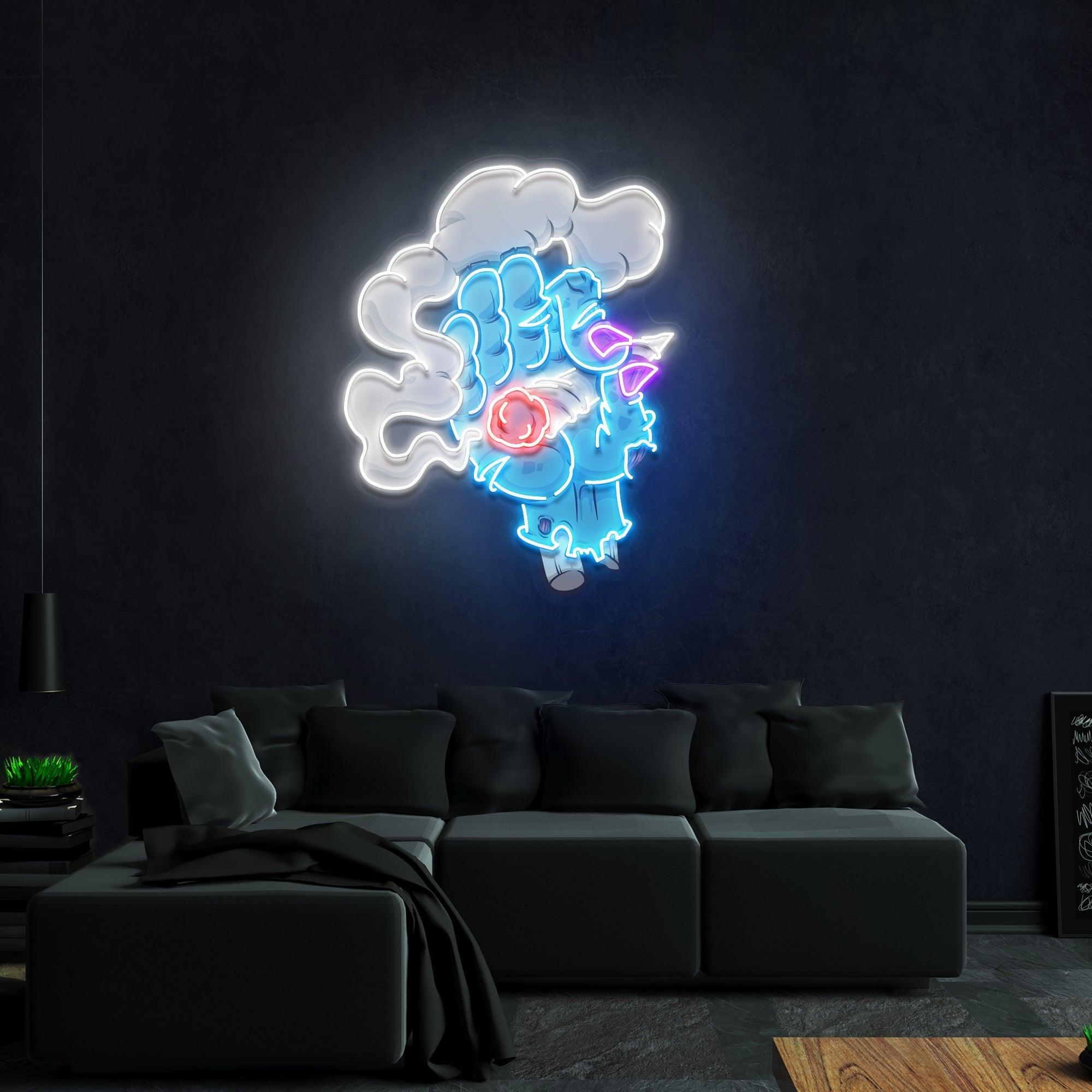 Smoking Zombie Hand Cartoon Artwork Led Neon Sign Light - Neonbir