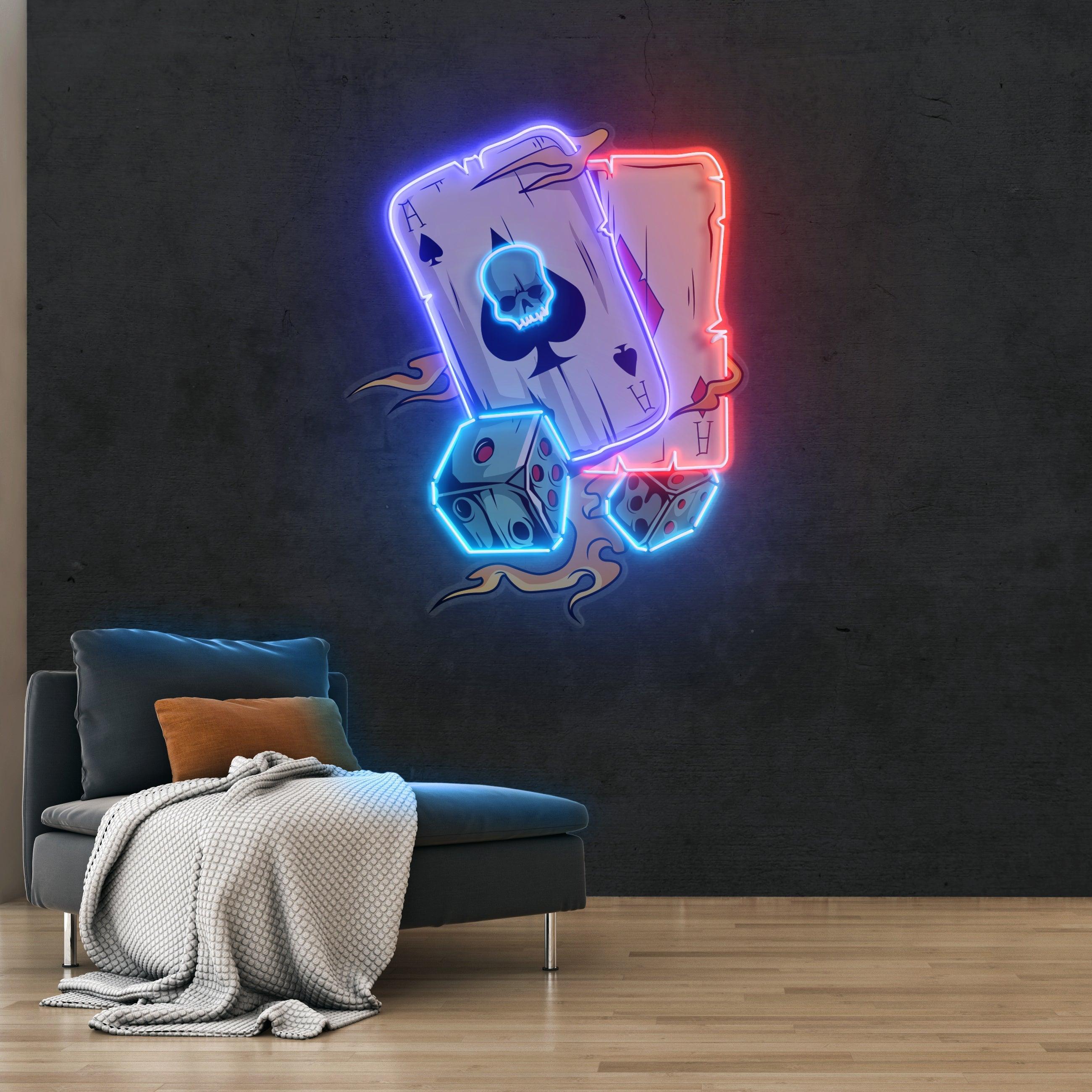 Gambling Poker Art Work Led Neon Sign Light - Neonbir