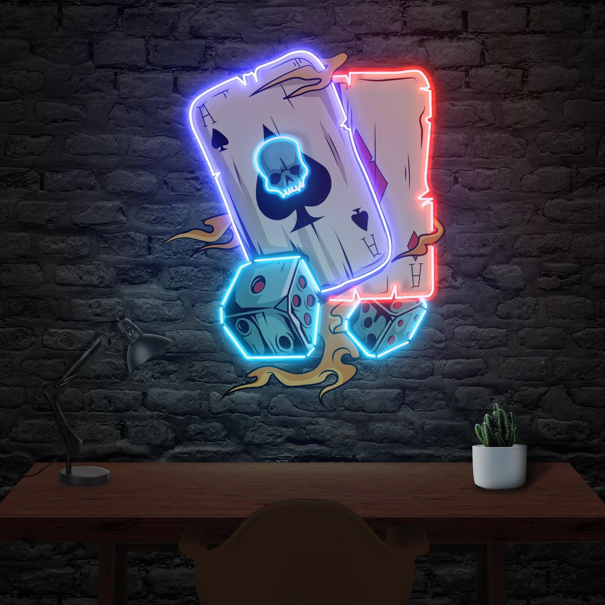 Gambling Poker Art Work Led Neon Sign Light - Neonbir
