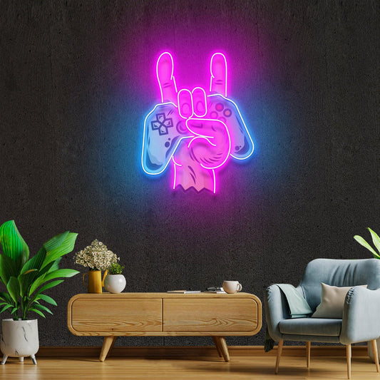 Game Hand Sign Artwork Led Neon Sign Light - Neonbir