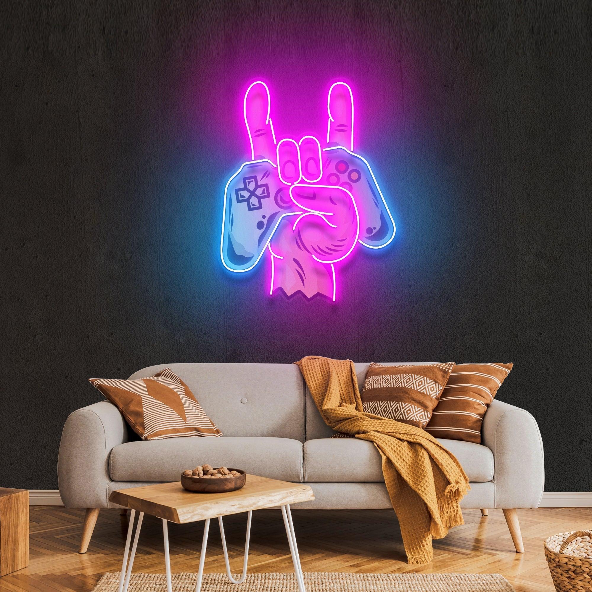 Game Hand Sign Artwork Led Neon Sign Light - Neonbir