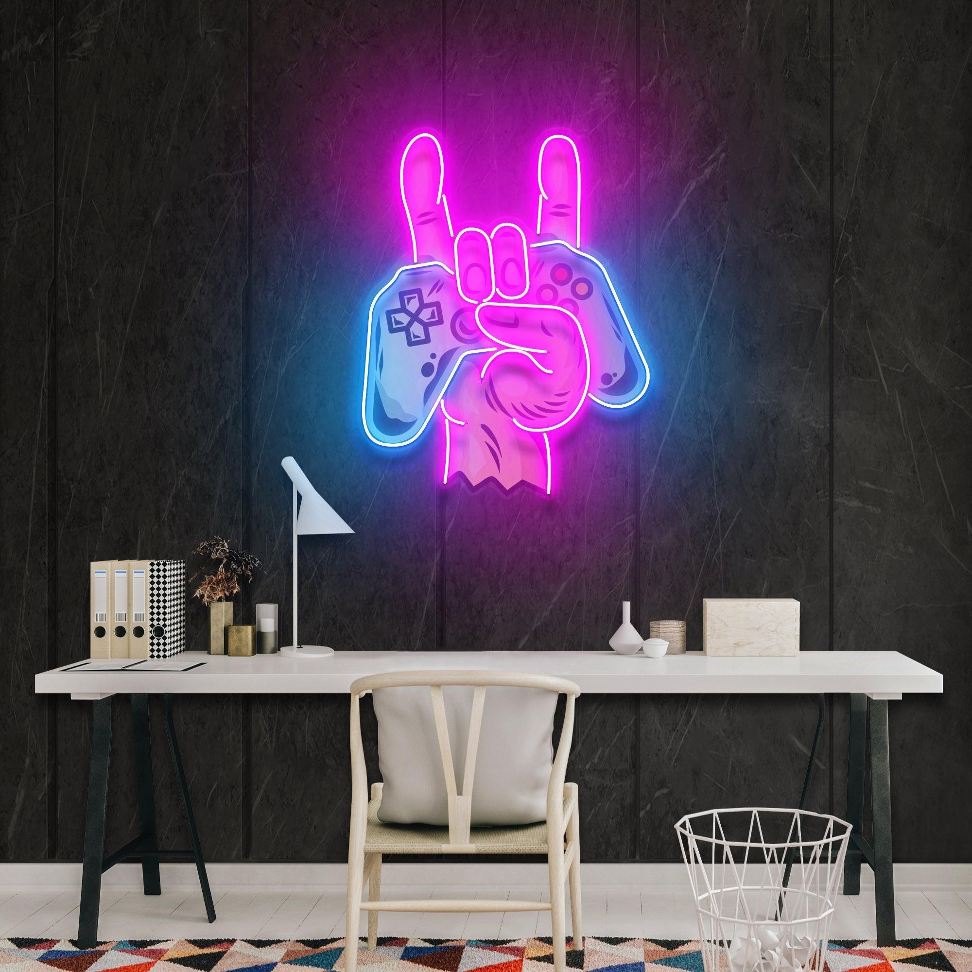 Game Hand Sign Artwork Led Neon Sign Light - Neonbir