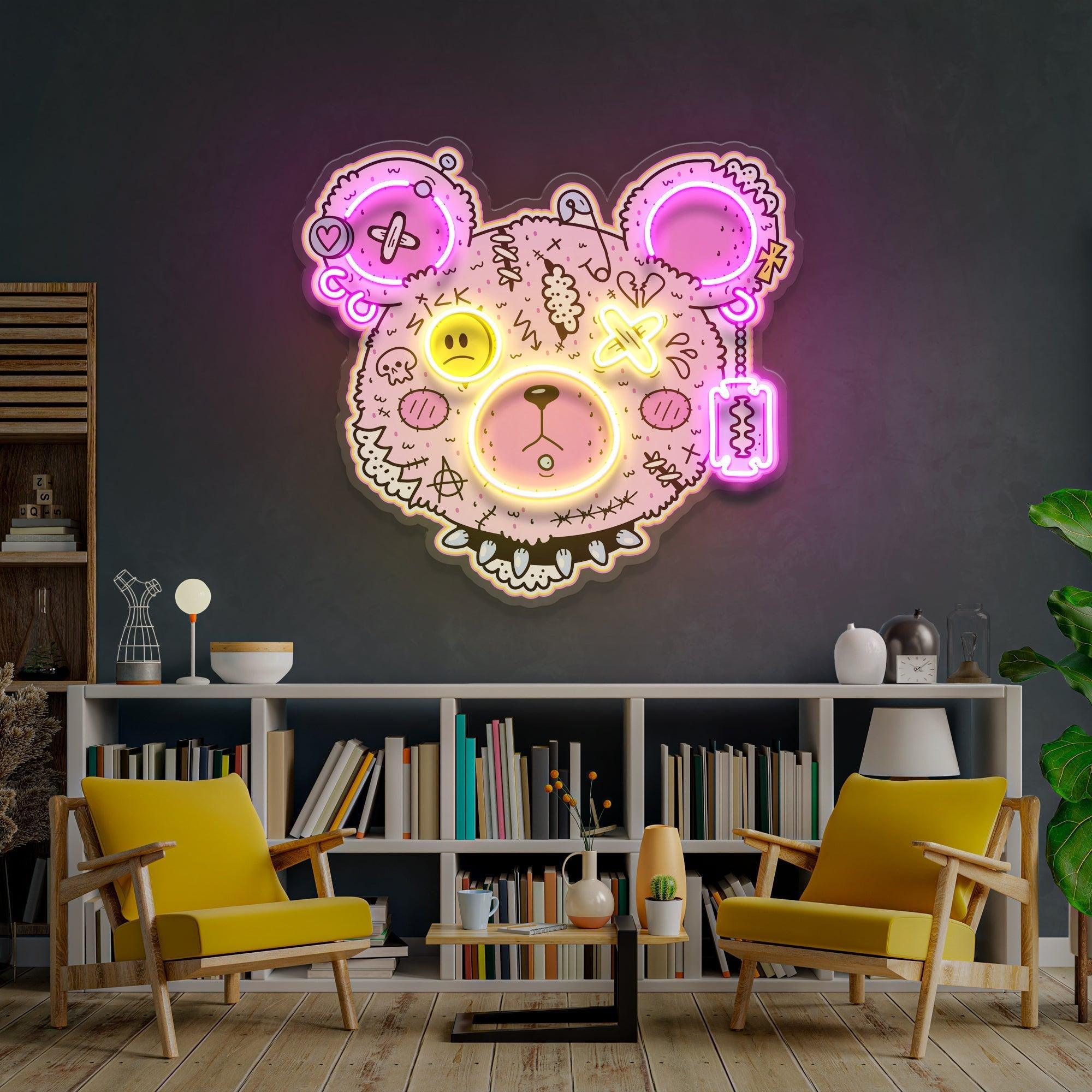 Gangsta Bear Artwork Led Neon Sign Light - Neonbir