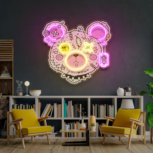 Gangsta Bear Artwork Led Neon Sign Light - Neonbir