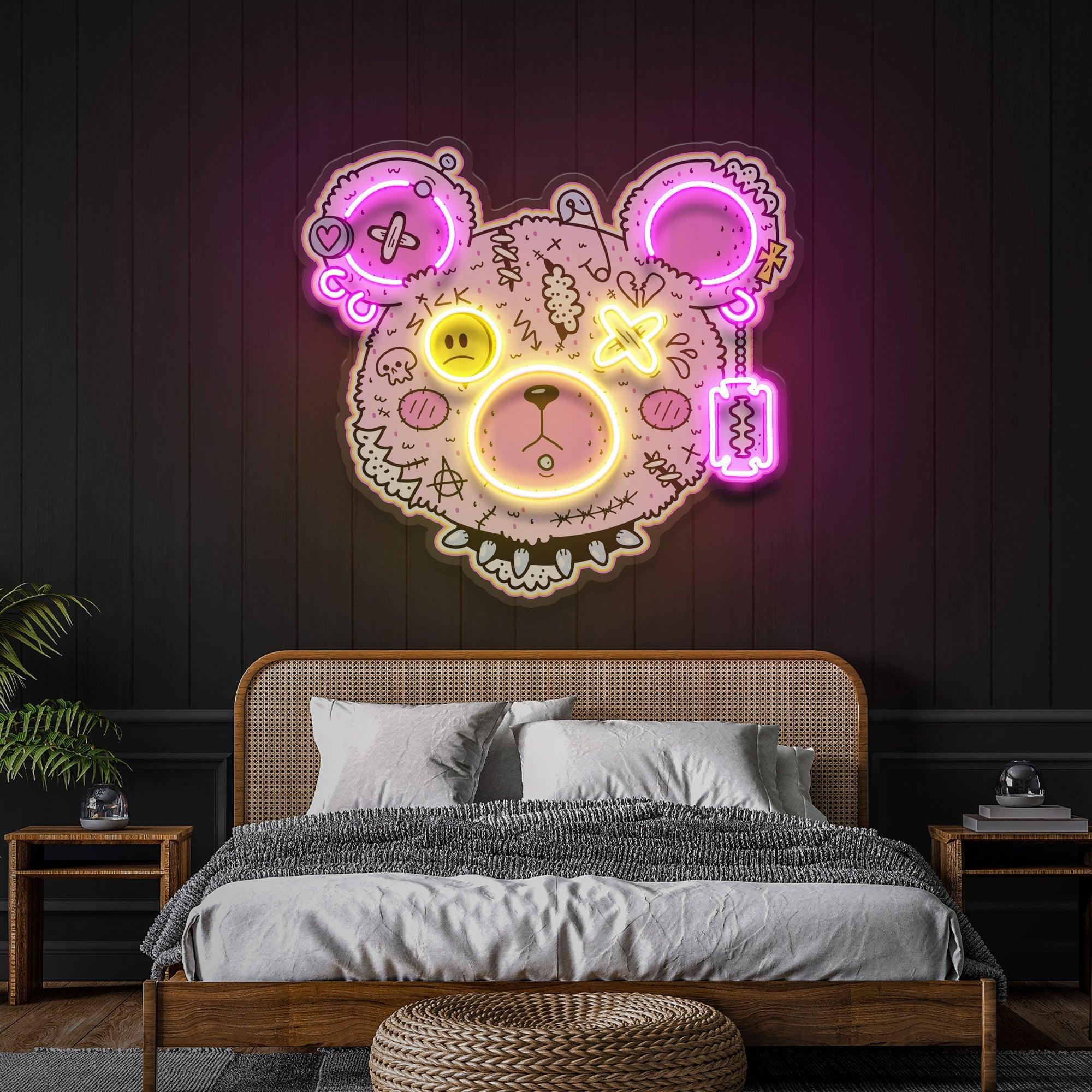 Gangsta Bear Artwork Led Neon Sign Light - Neonbir