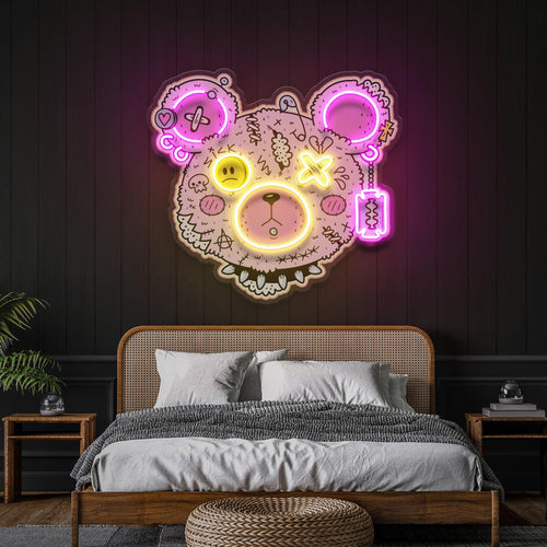 Gangsta Bear Artwork Led Neon Sign Light - Neonbir