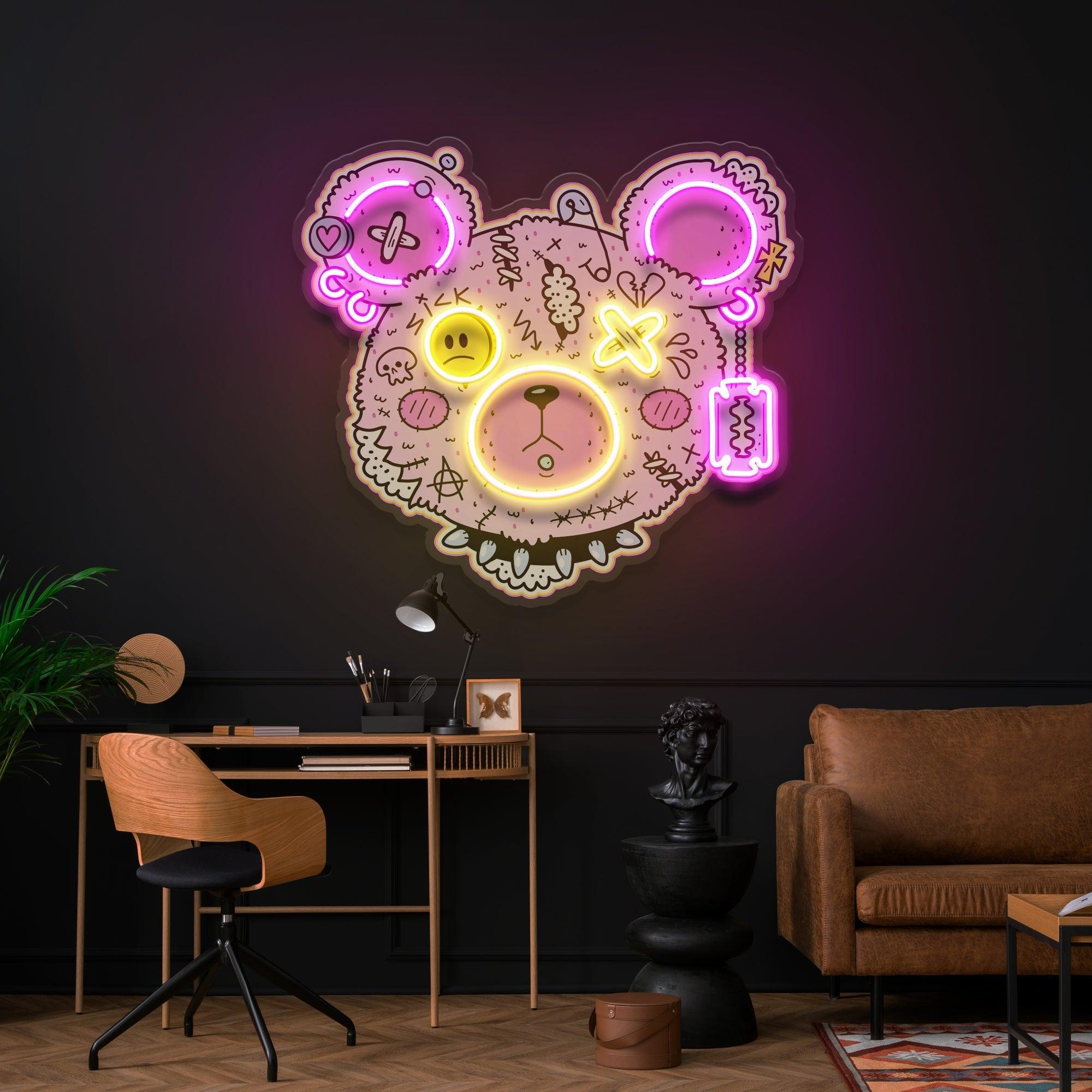 Gangsta Bear Artwork Led Neon Sign Light - Neonbir