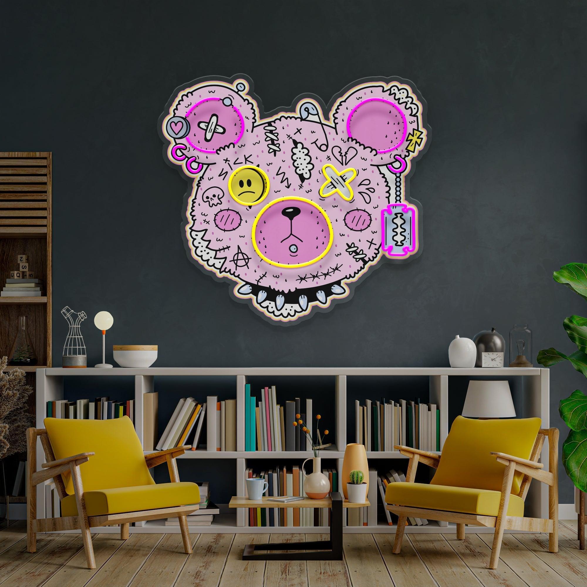 Gangsta Bear Artwork Led Neon Sign Light - Neonbir