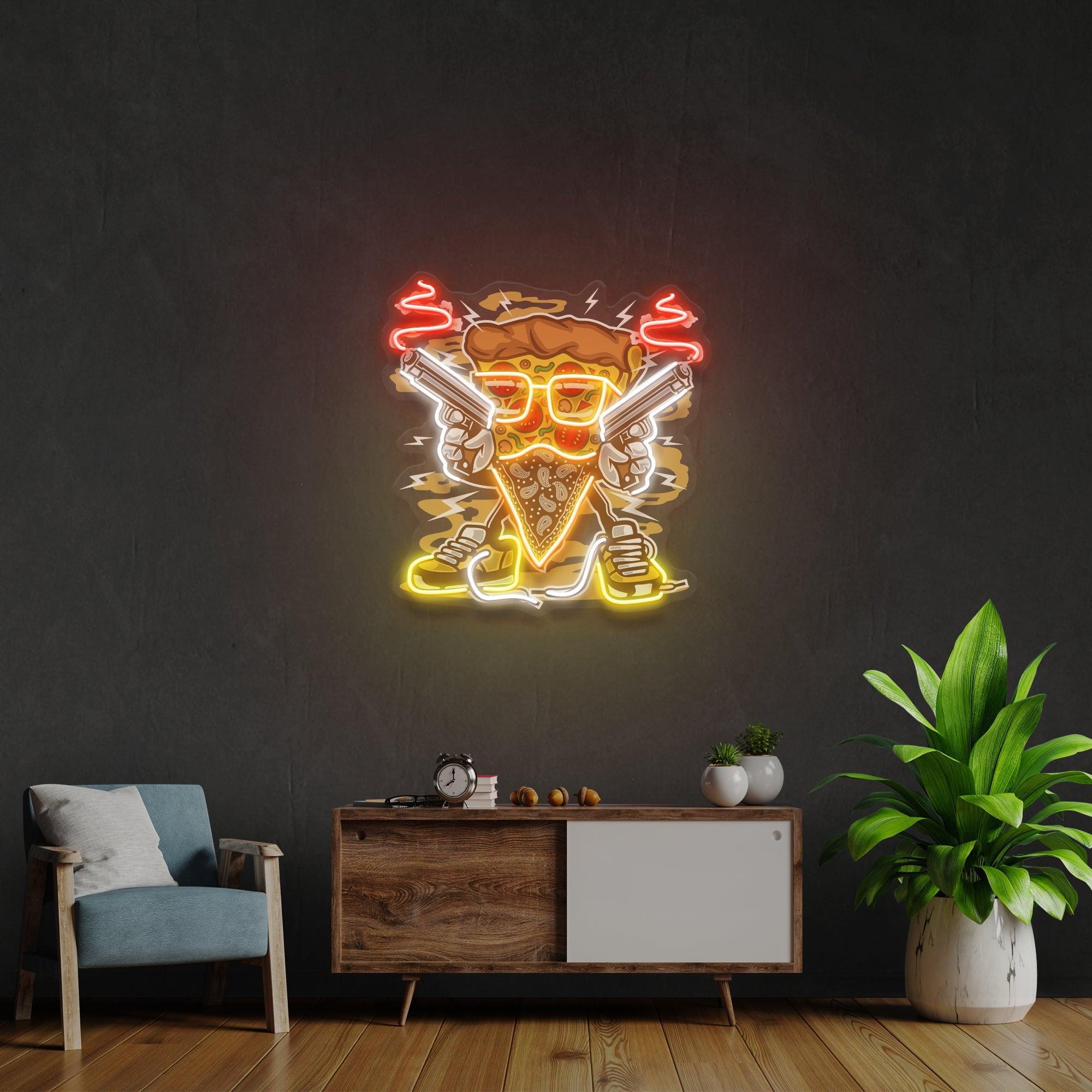 Pizza Gangster Artwork Led Neon Sign Light - Neonbir