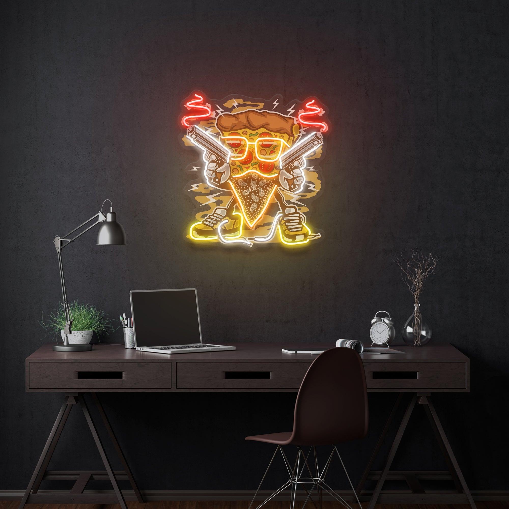 Pizza Gangster Artwork Led Neon Sign Light - Neonbir