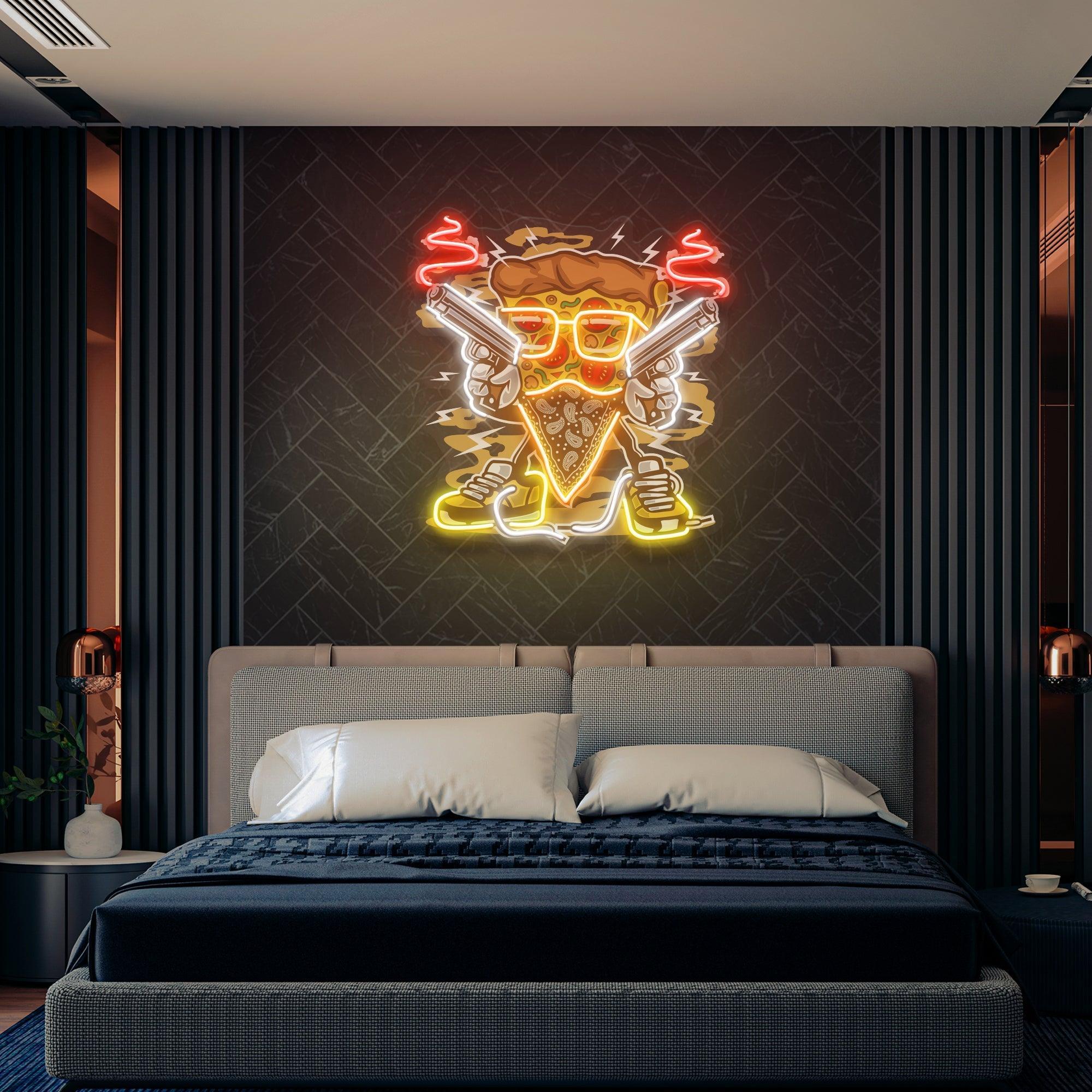 Pizza Gangster Artwork Led Neon Sign Light - Neonbir