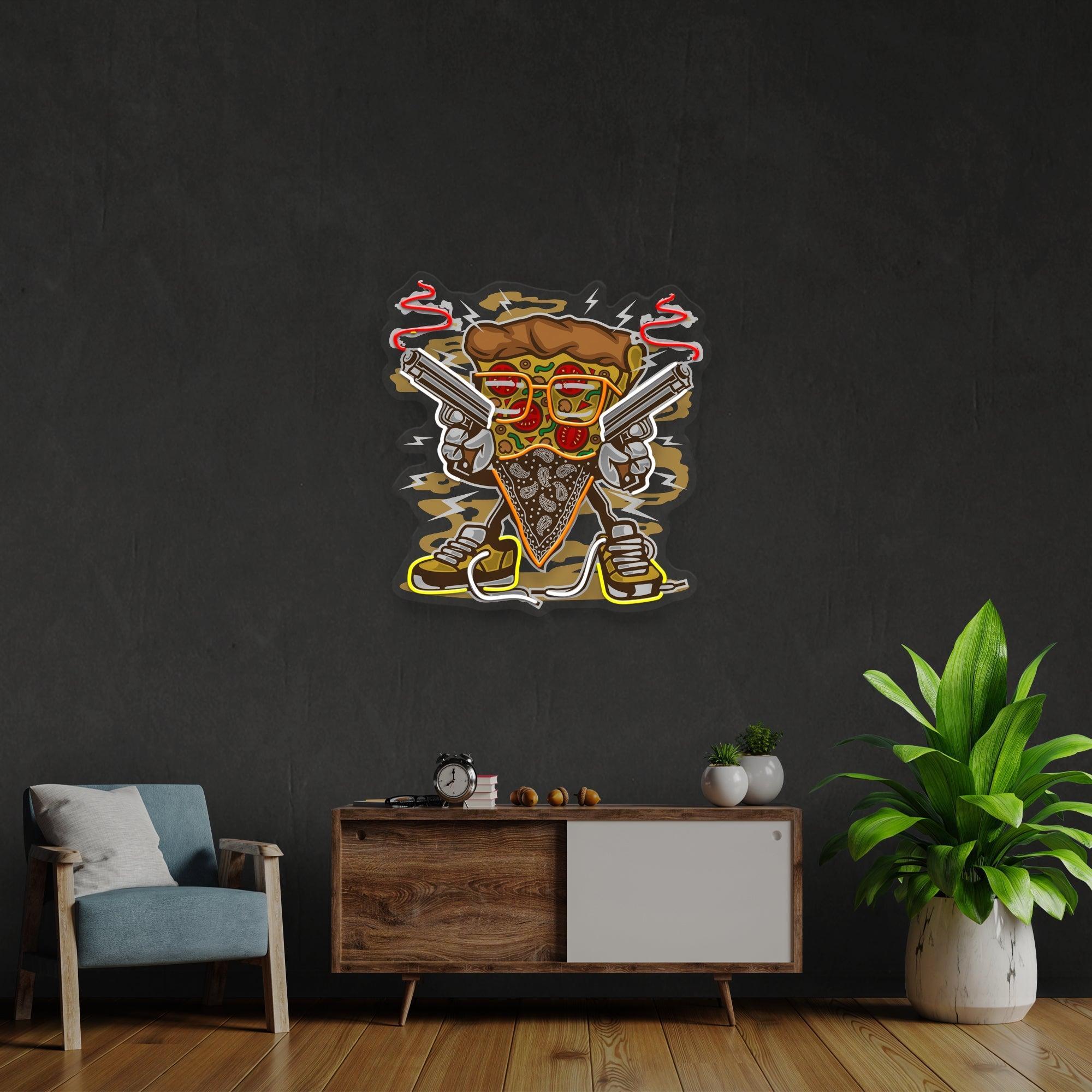 Pizza Gangster Artwork Led Neon Sign Light - Neonbir