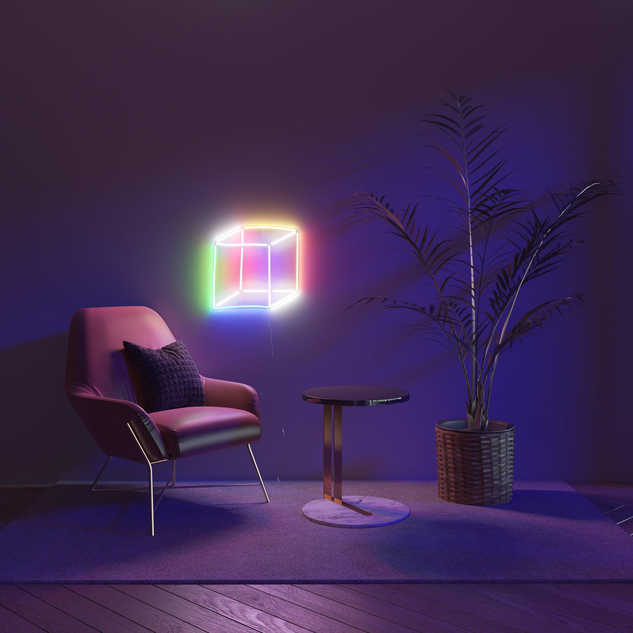 Geometric Cube, Neon Tabela - Neonbir
