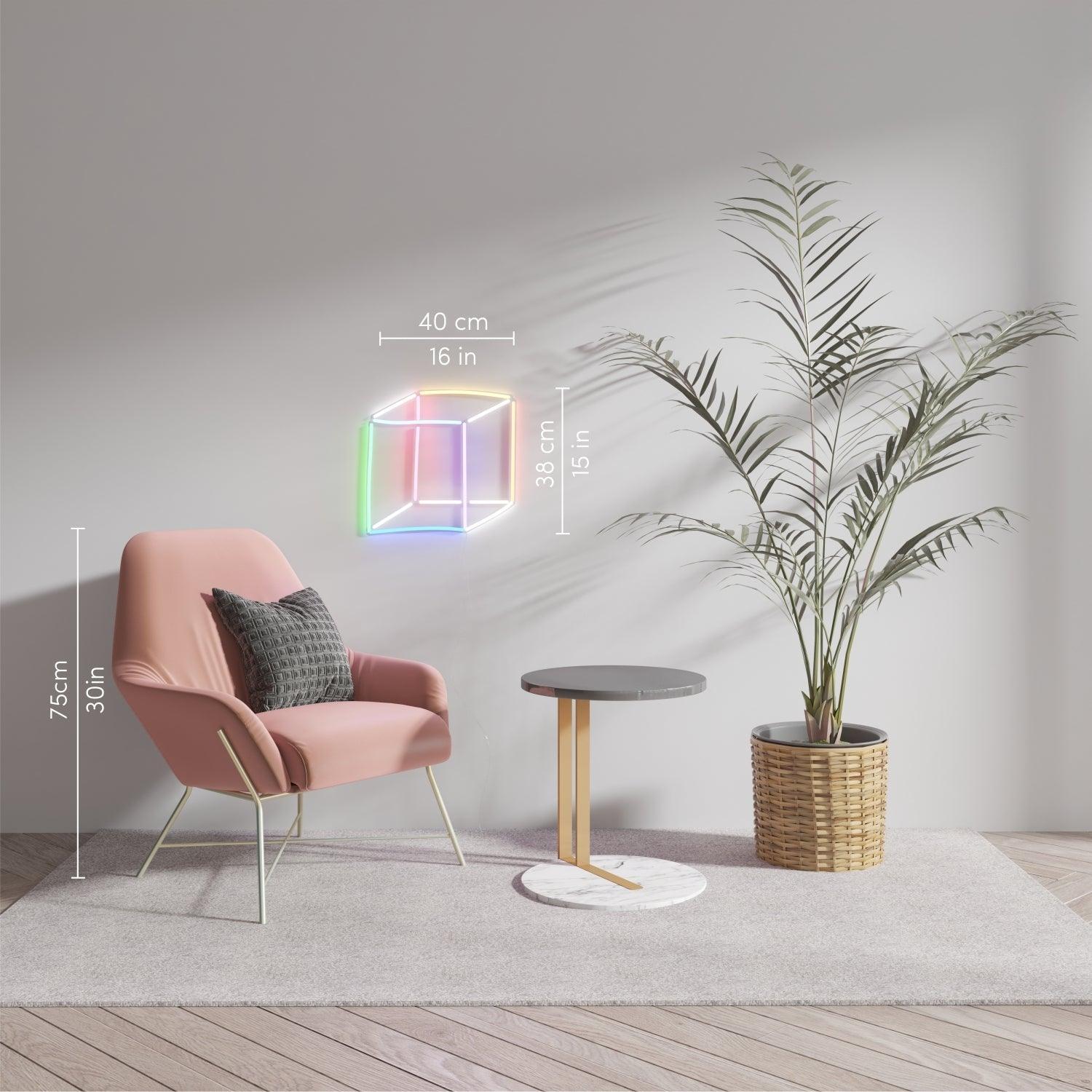 Geometric Cube, Neon Tabela - Neonbir