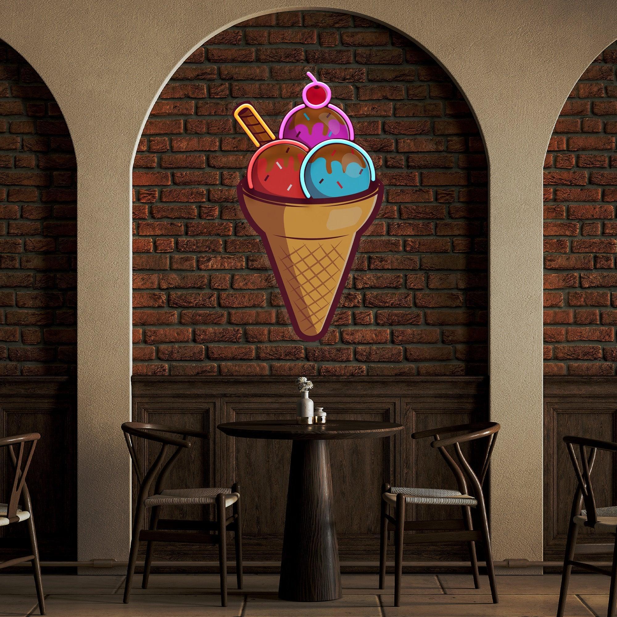 Rainbow IceCream Cones Artwork Led Neon Sign Light - Neonbir
