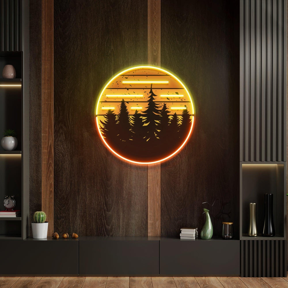 80s Style Grunge Striped Sunsets Artwork Led Neon Sign Light - Neonbir