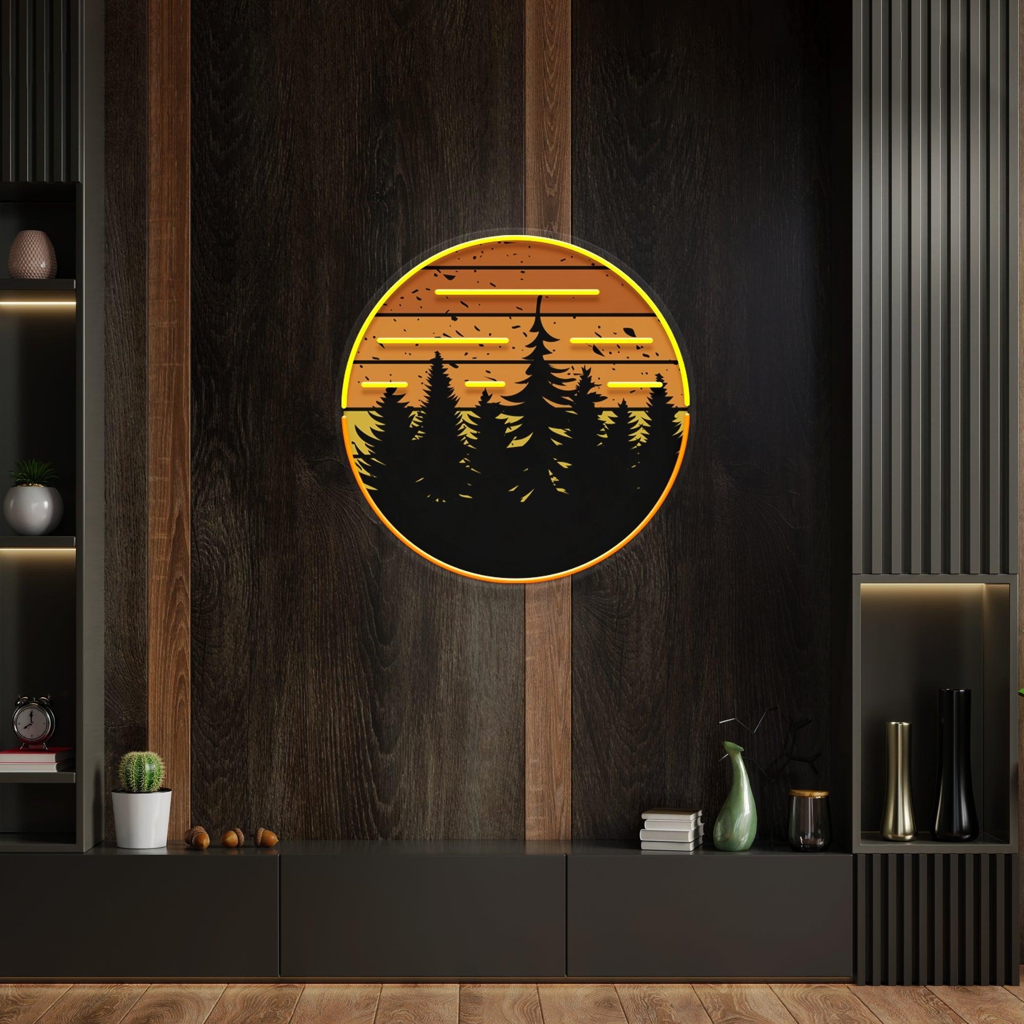 80s Style Grunge Striped Sunsets Artwork Led Neon Sign Light - Neonbir