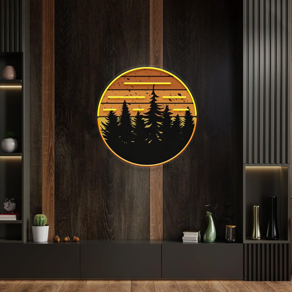 80s Style Grunge Striped Sunsets Artwork Led Neon Sign Light - Neonbir
