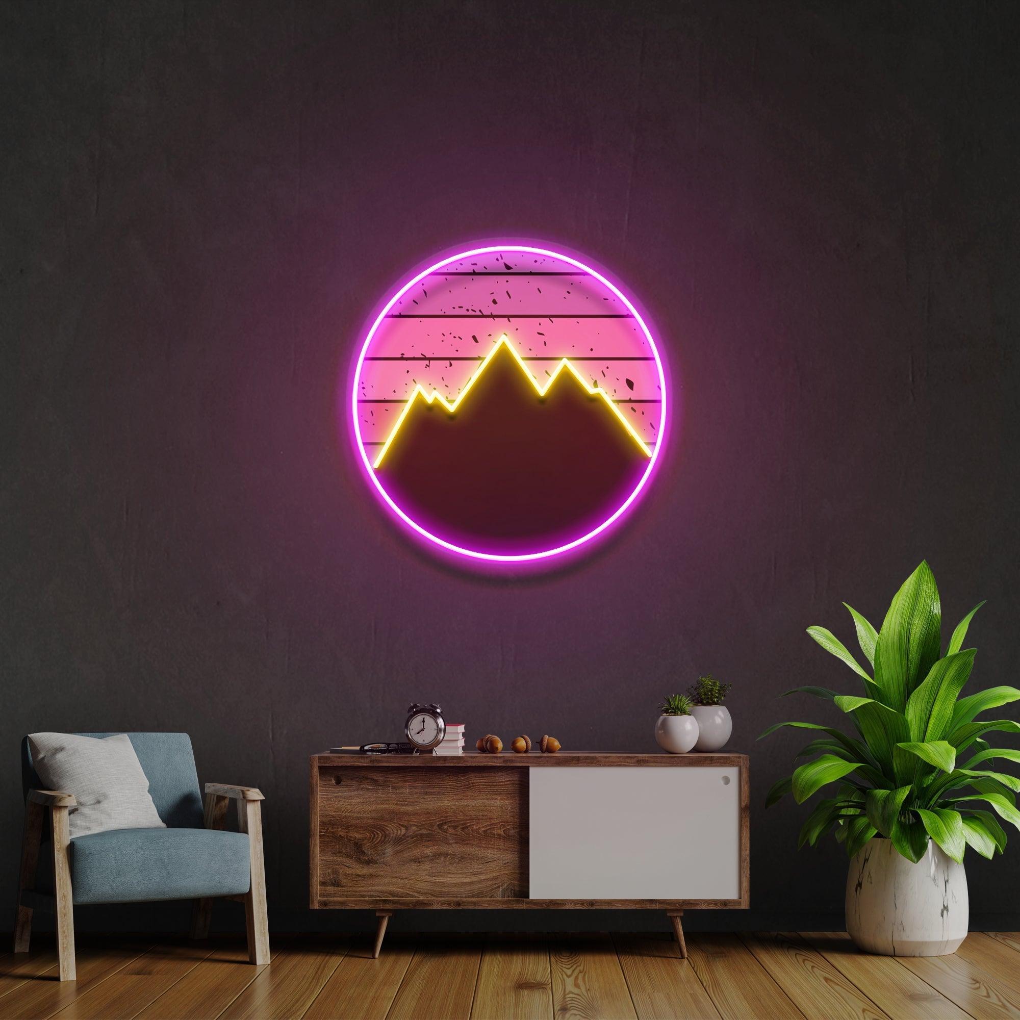 Mountain With Sunset Artwork Led Neon Sign Light - Neonbir