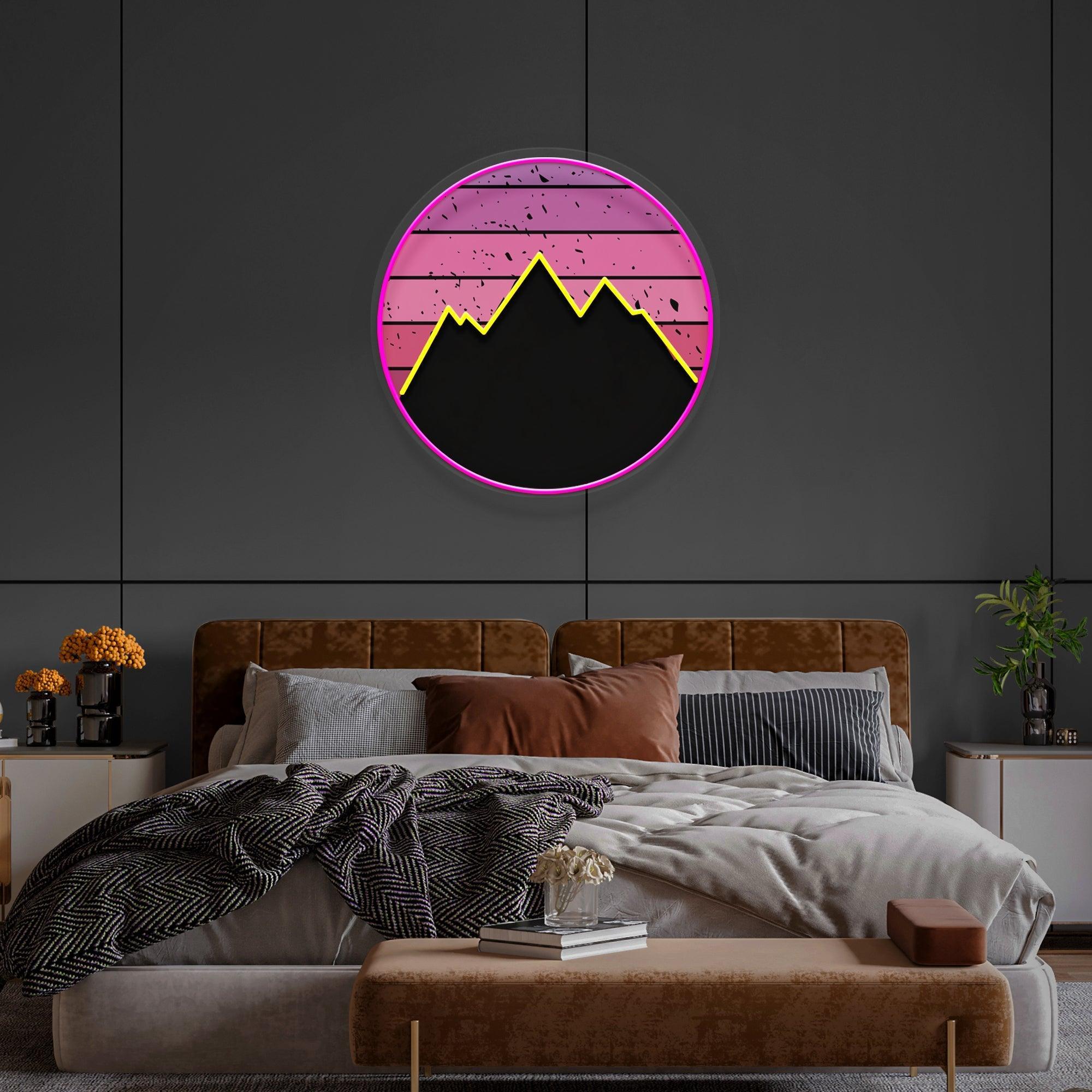 Mountain With Sunset Artwork Led Neon Sign Light - Neonbir