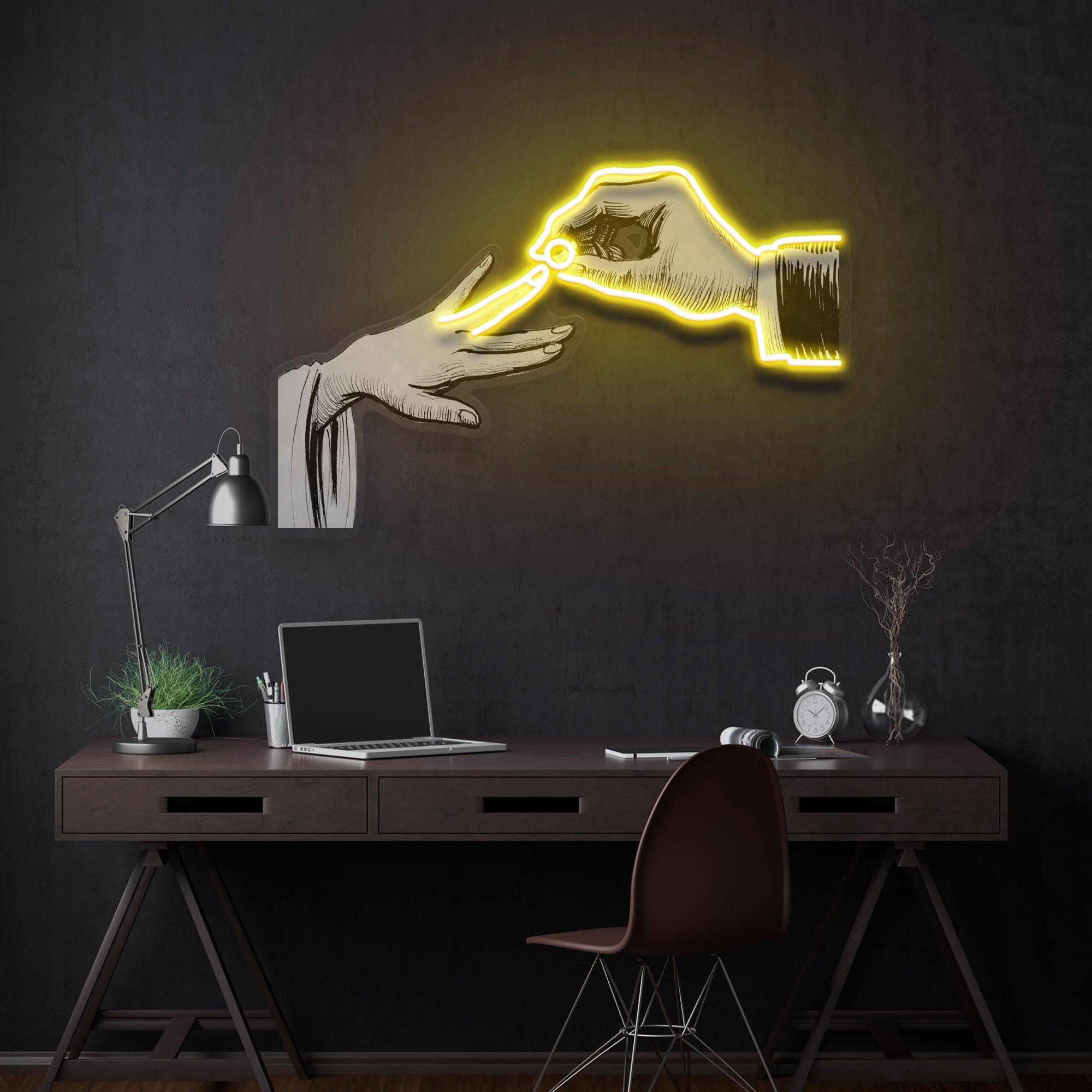 Hand Couple Artwork Led Neon Sign Light - Neonbir