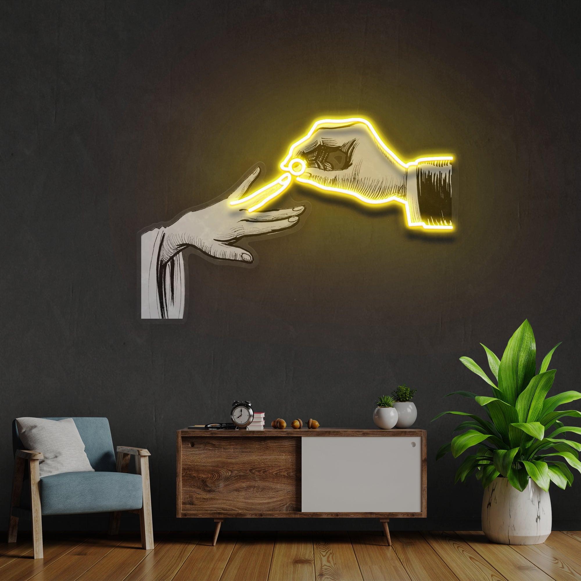 Hand Couple Artwork Led Neon Sign Light - Neonbir