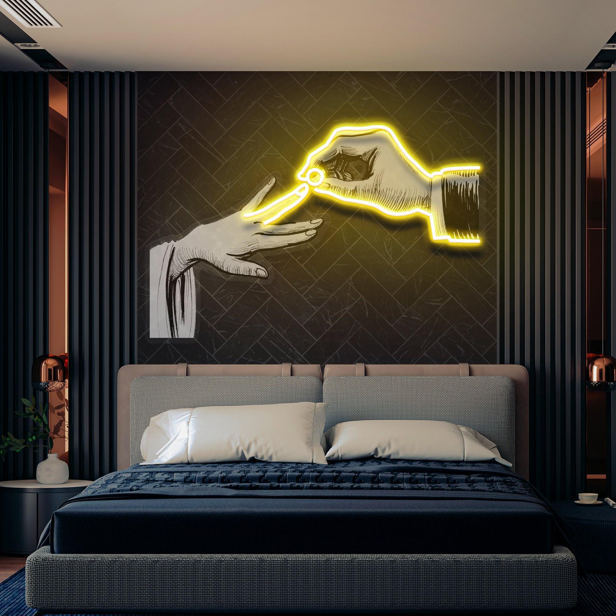 Hand Couple Artwork Led Neon Sign Light - Neonbir