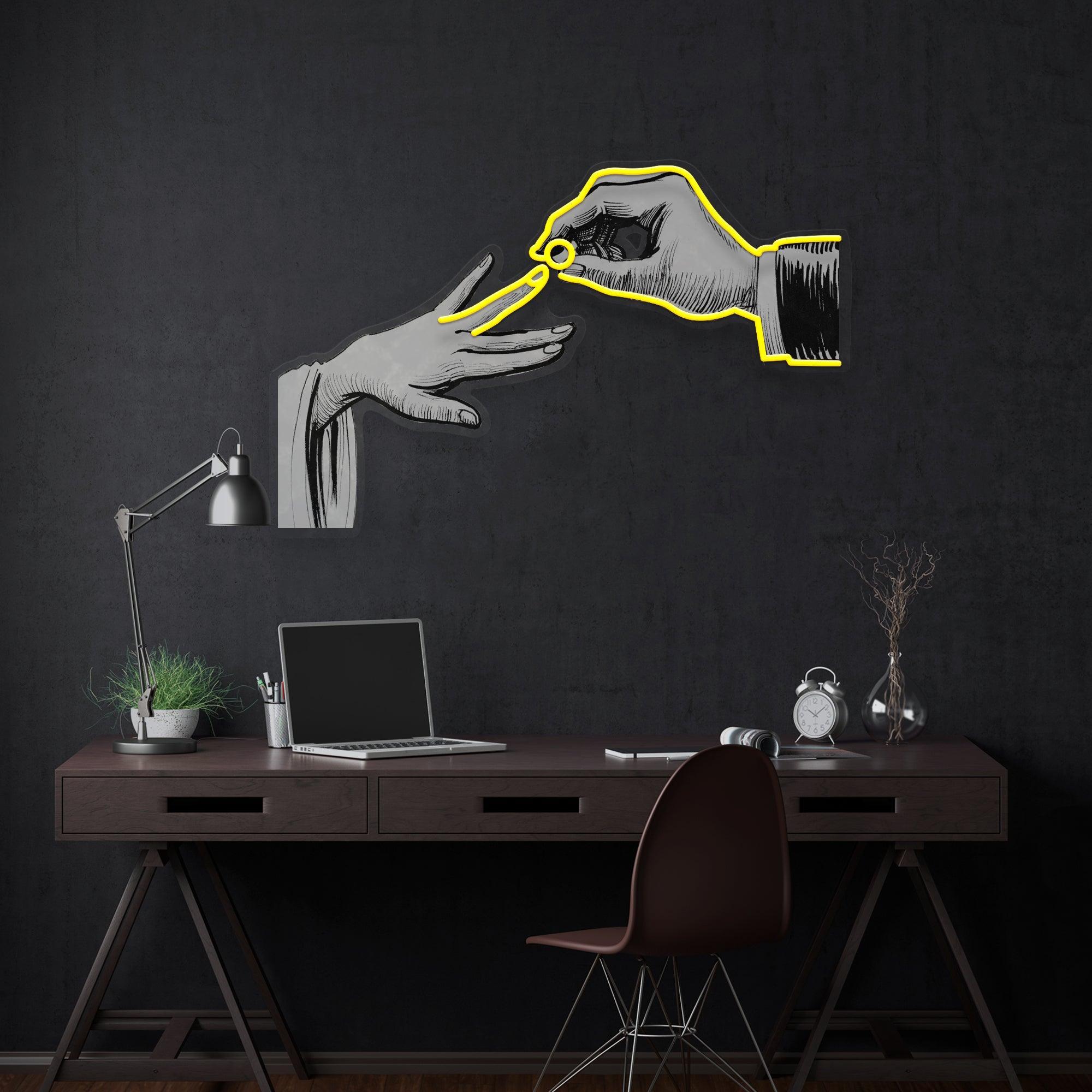 Hand Couple Artwork Led Neon Sign Light - Neonbir