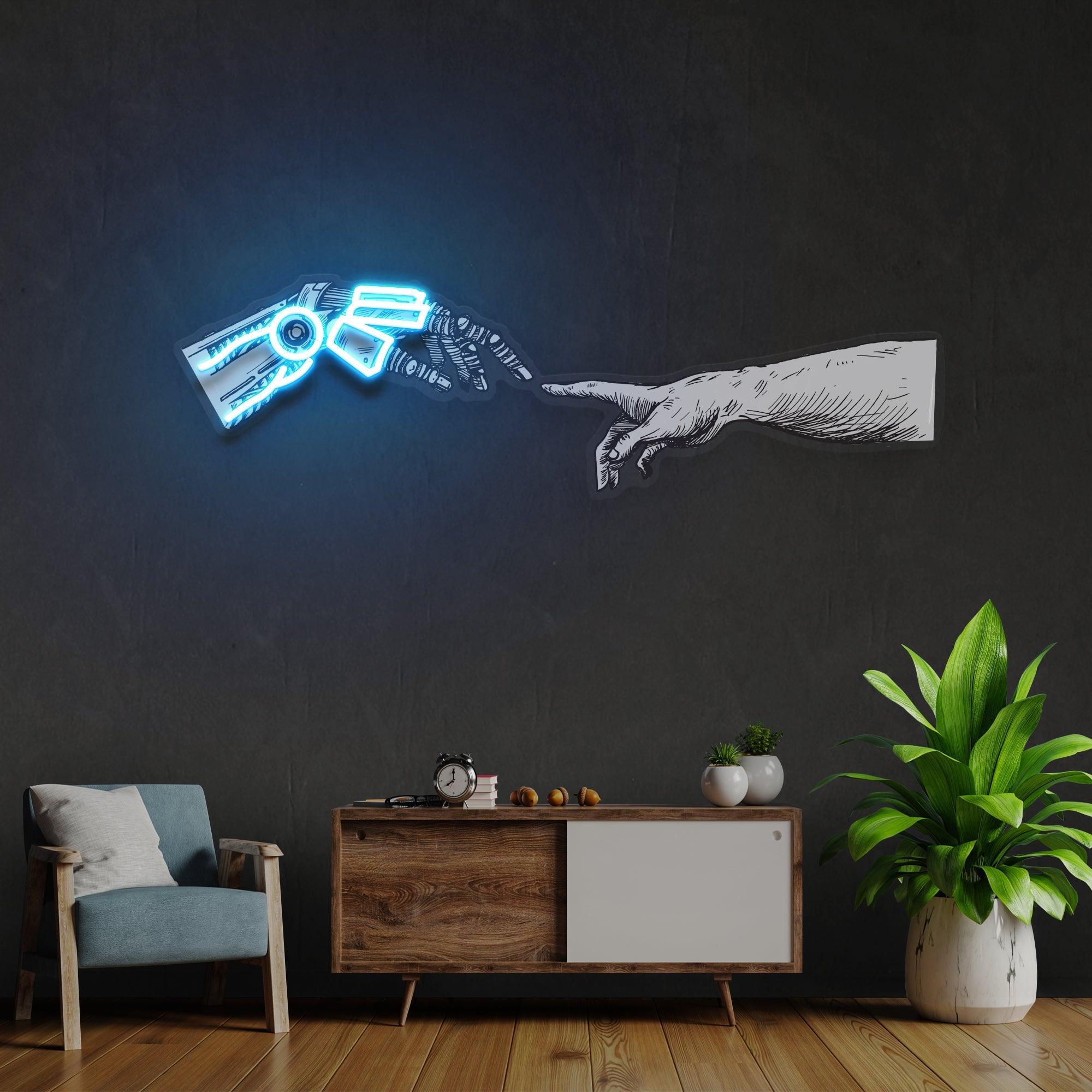 Hand Robot Acrylic Artwork Led Neon Sign Light - Neonbir