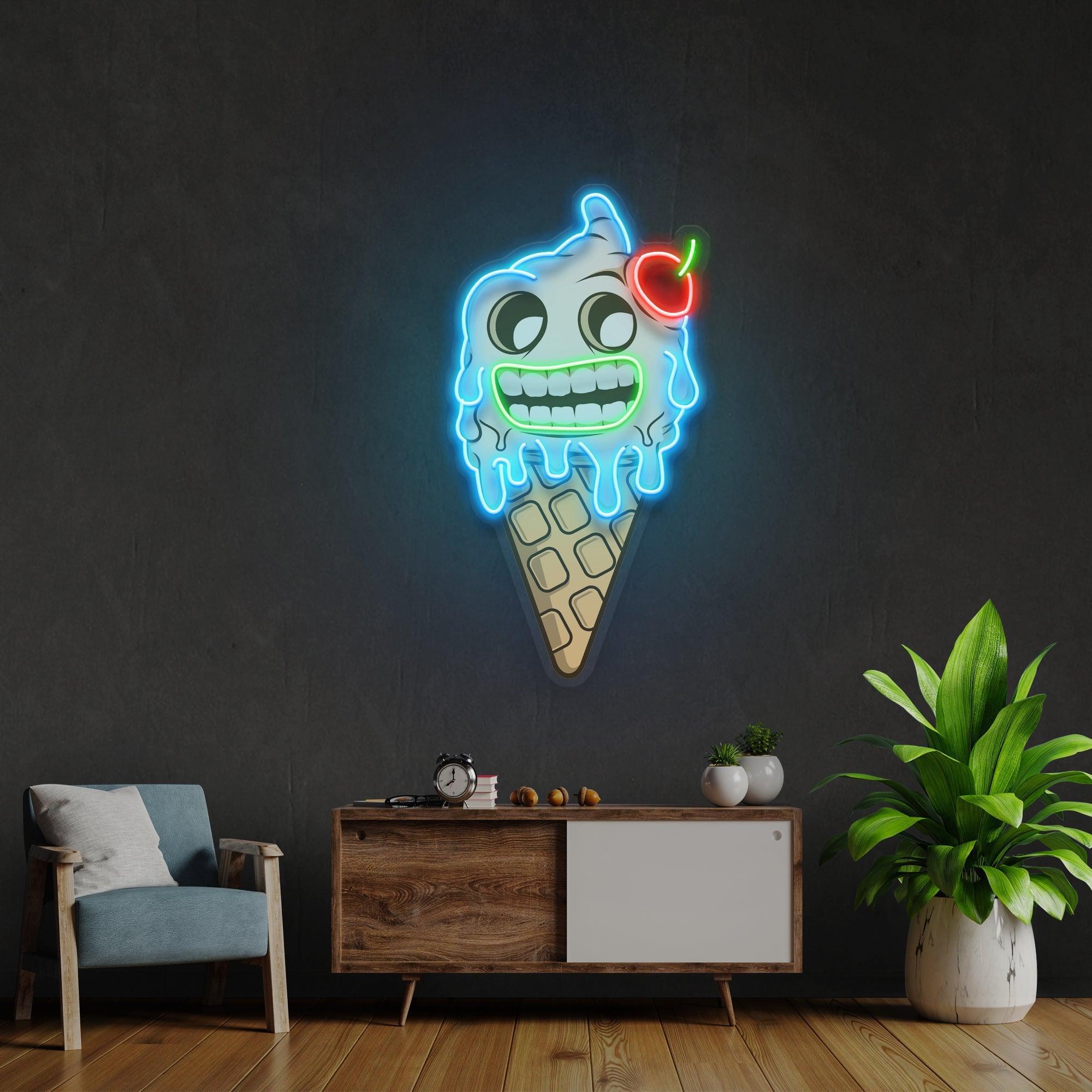 Ghost Icecream Cartoon Artwork Led Neon Sign Light - Neonbir