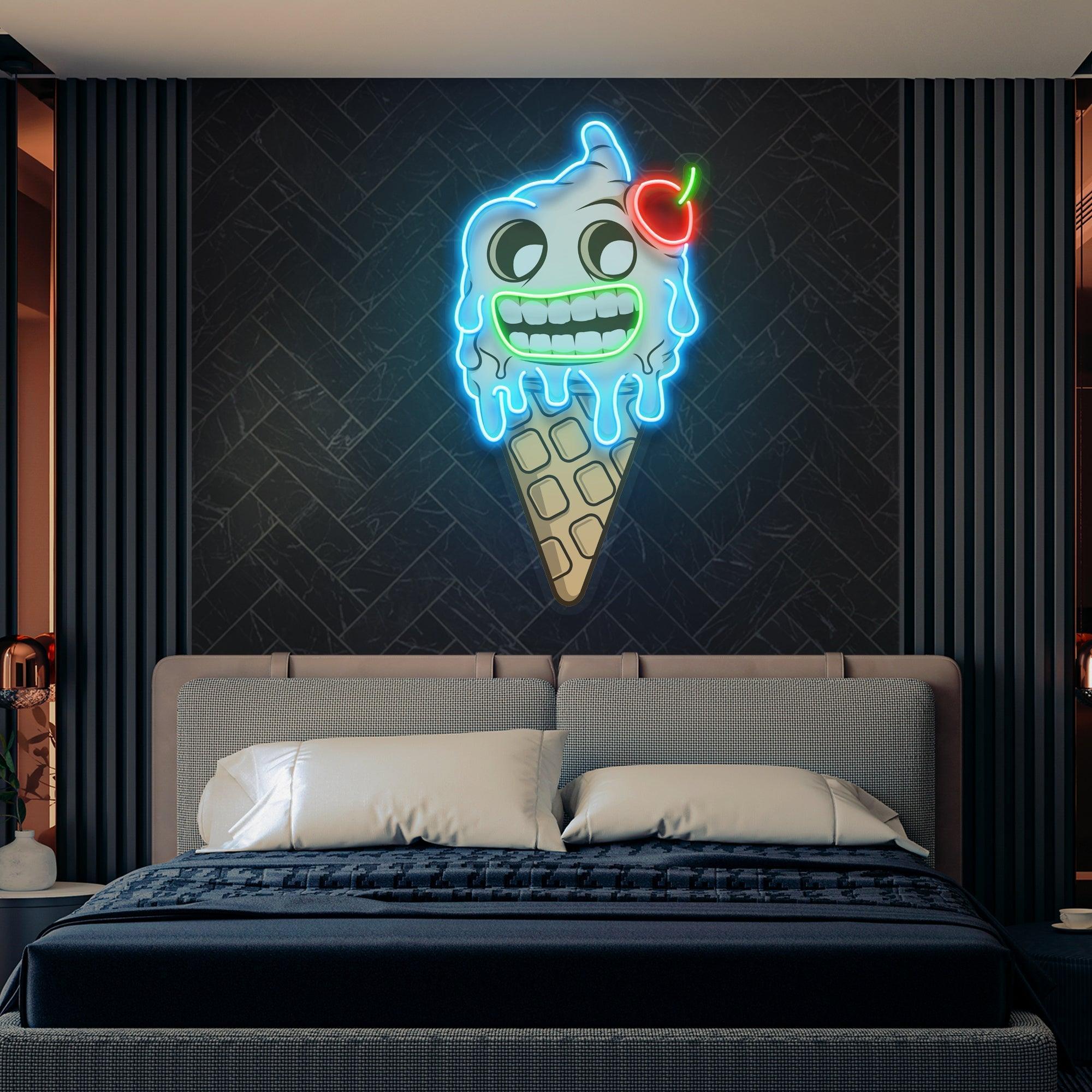 Ghost Icecream Cartoon Artwork Led Neon Sign Light - Neonbir