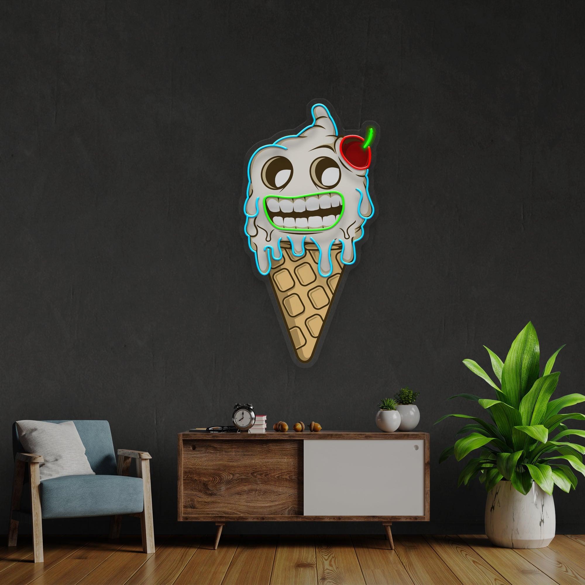 Ghost Icecream Cartoon Artwork Led Neon Sign Light - Neonbir