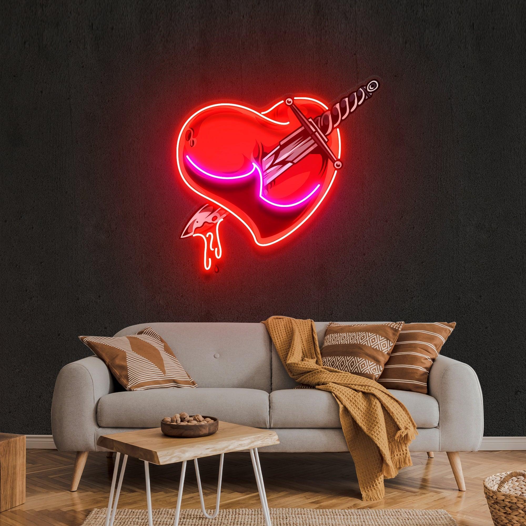 Heart Sword Artwork Led Neon Sign Light - Neonbir
