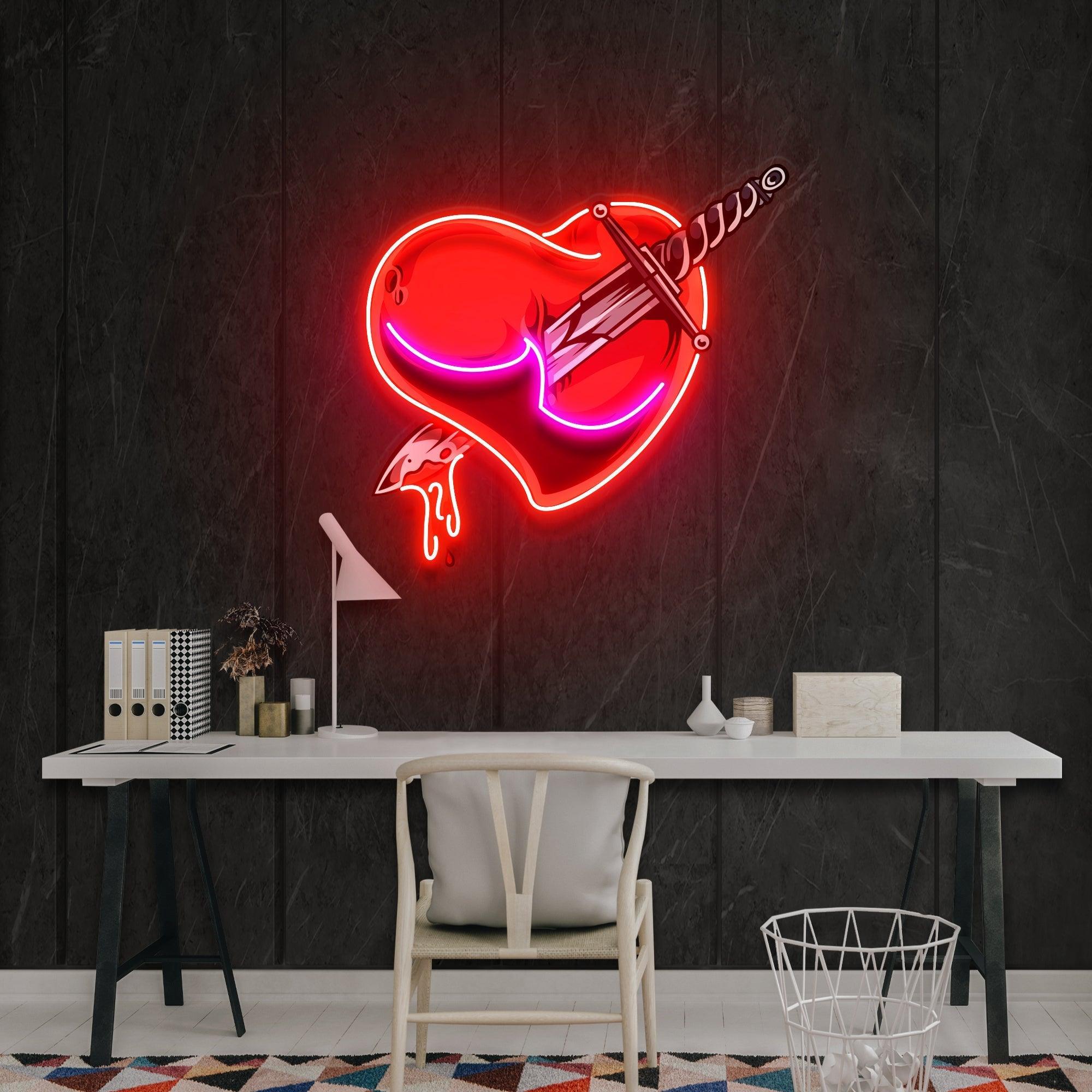 Heart Sword Artwork Led Neon Sign Light - Neonbir