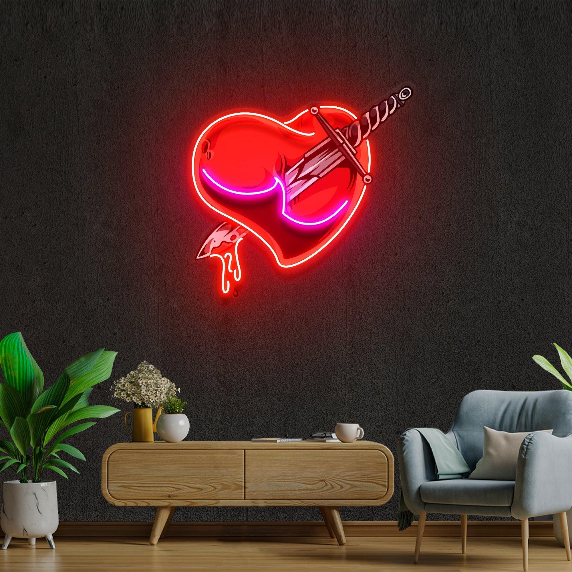 Heart Sword Artwork Led Neon Sign Light - Neonbir