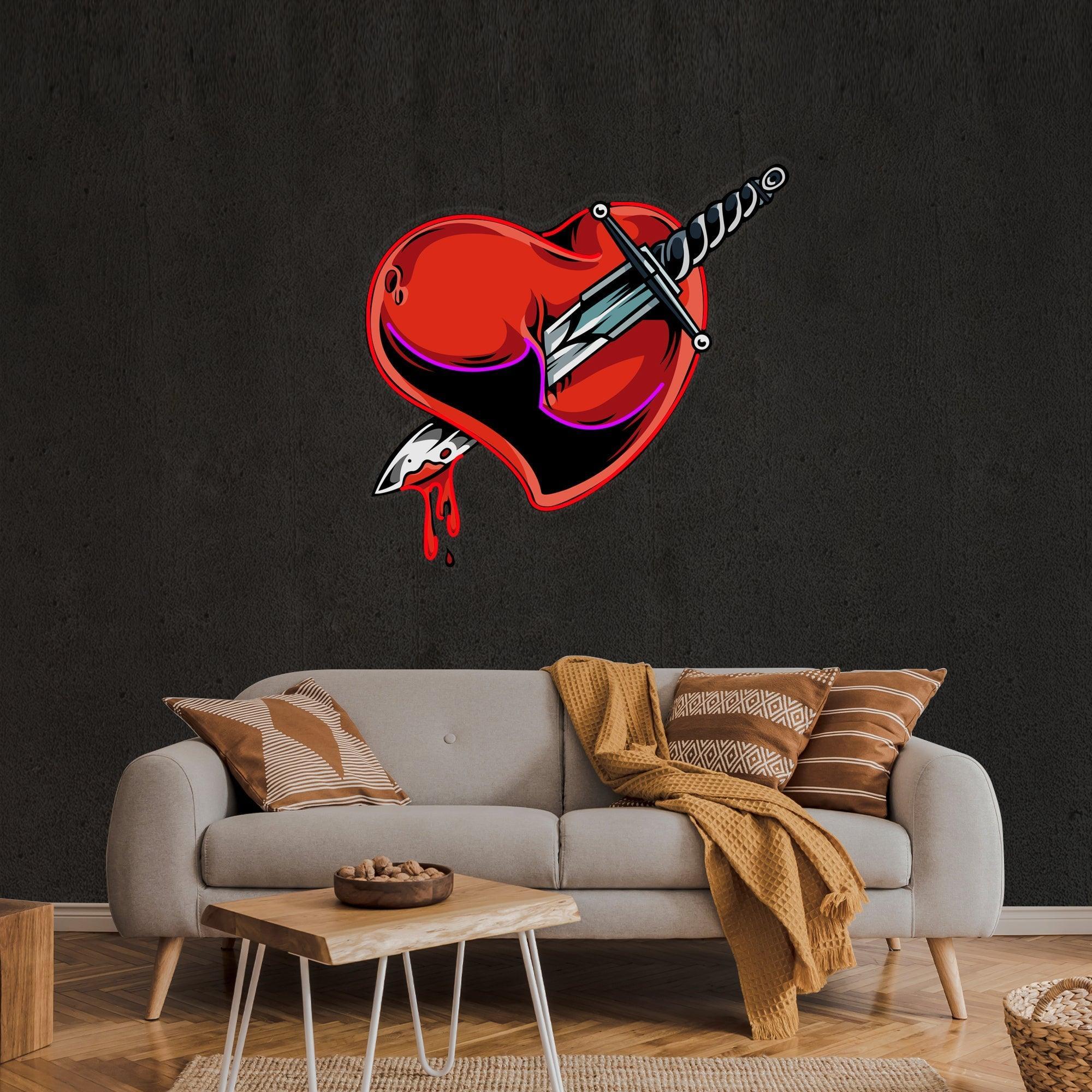 Heart Sword Artwork Led Neon Sign Light - Neonbir