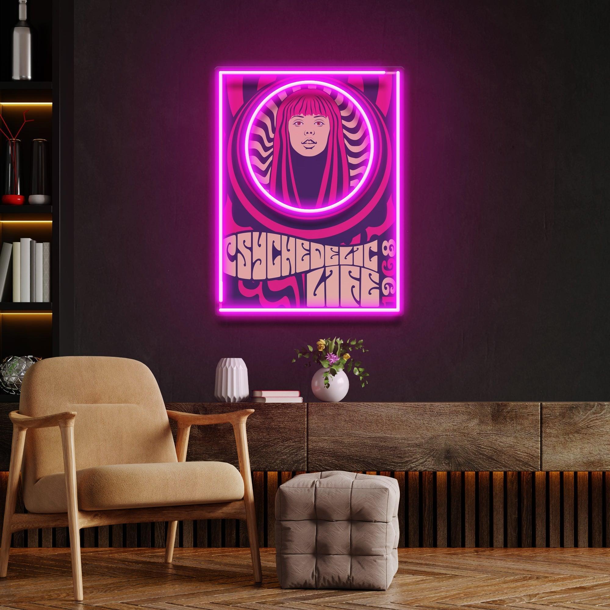 Hippie Woman Psychedelic Pop Art Led Neon Sign Light - Neonbir